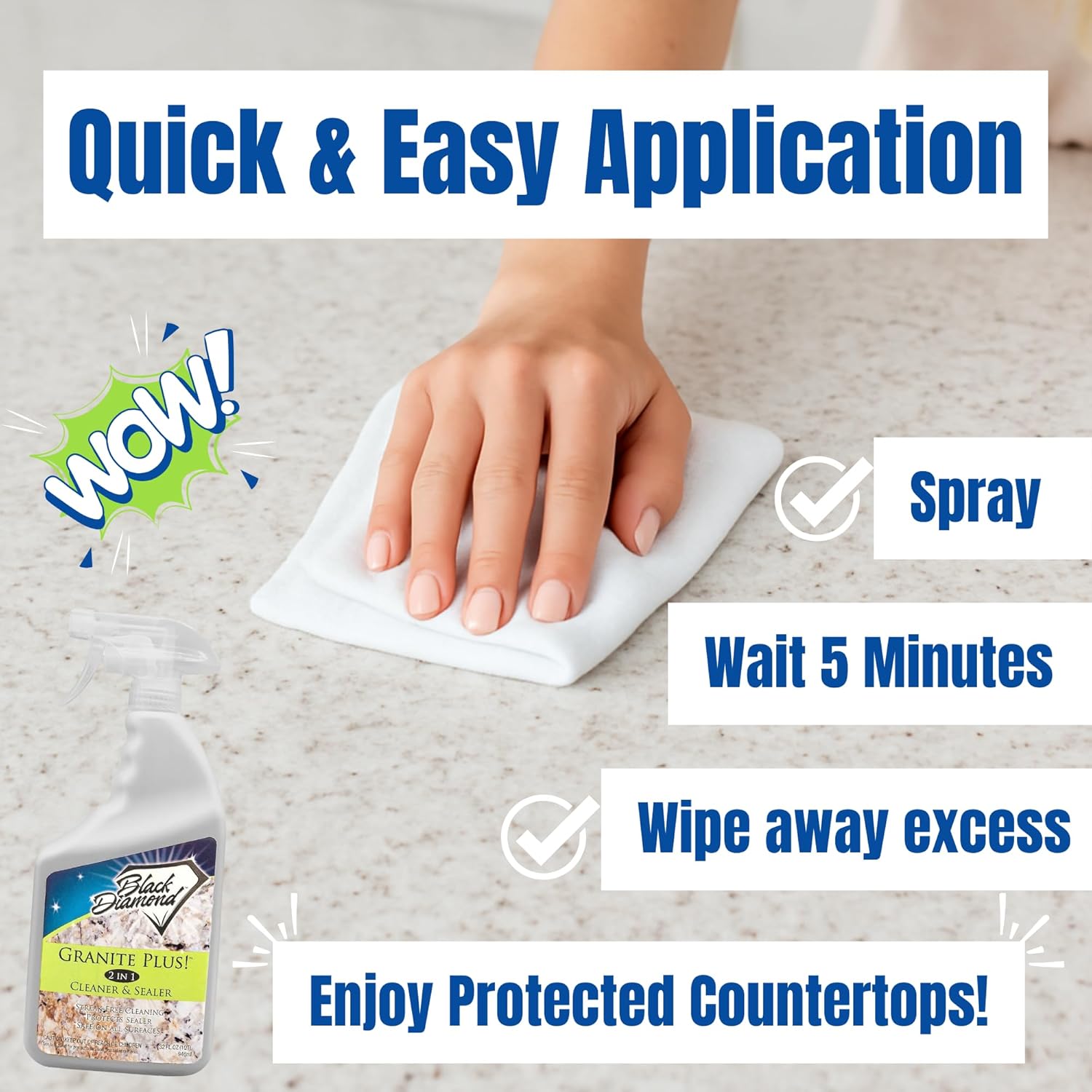 Black Diamond Stoneworks GRANITE PLUS! 2 in 1 Cleaner & Sealer for Granite, Marble, Travertine