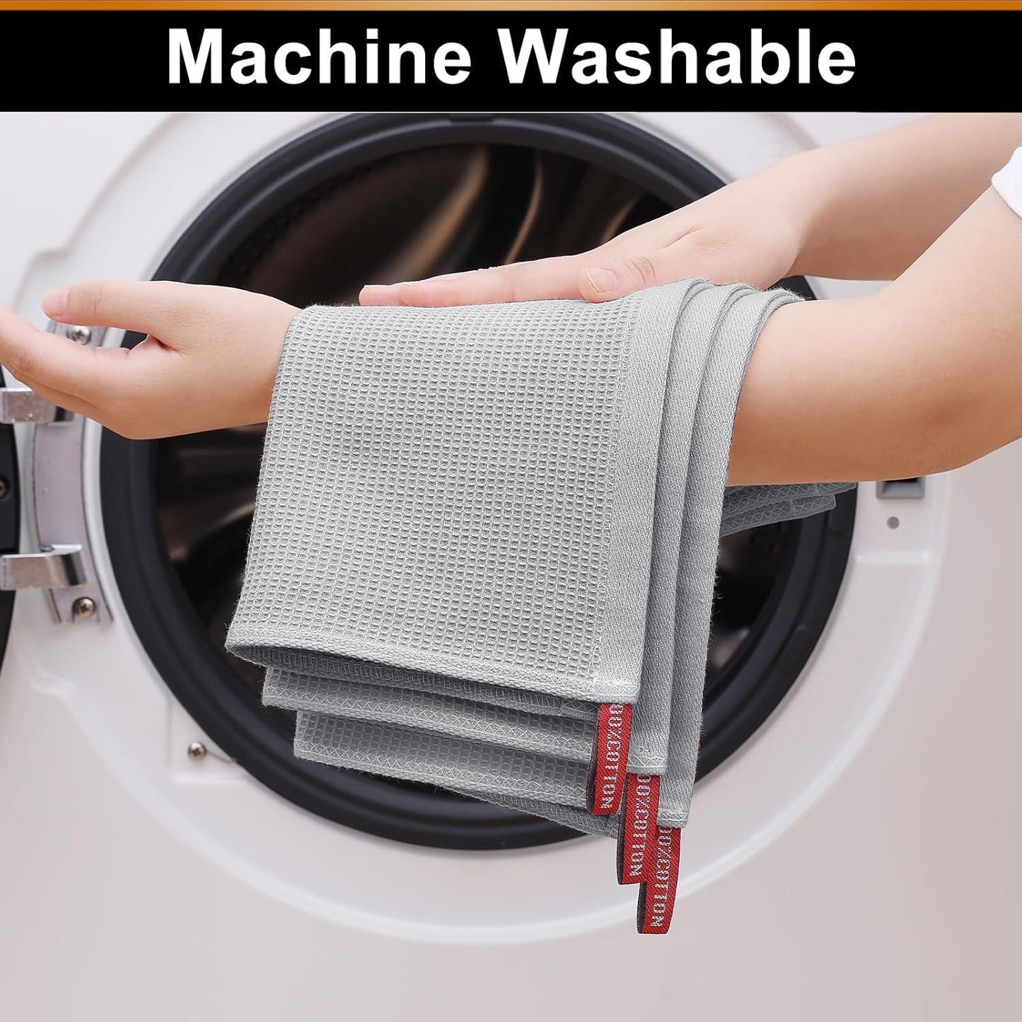 Homaxy 100% Cotton Waffle Weave Dish Cloths - 6 Pack Soft and Absorbent Dish Towels - 12 x 12