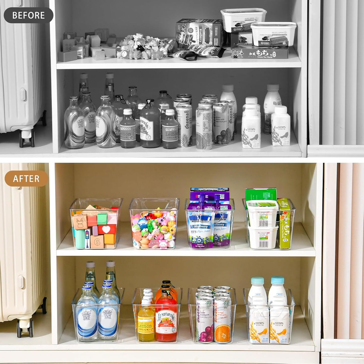 12 Pack Middle Organizers and Storage, Pantry Organization and Storage Bins, Cabinet Organizer