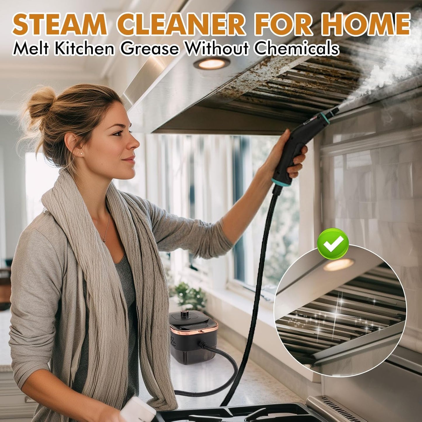 Handheld Steam Cleaner for Home,15s Heat-Up 42.27oz Tank,2500W Portable Steamer for Cleaning,with