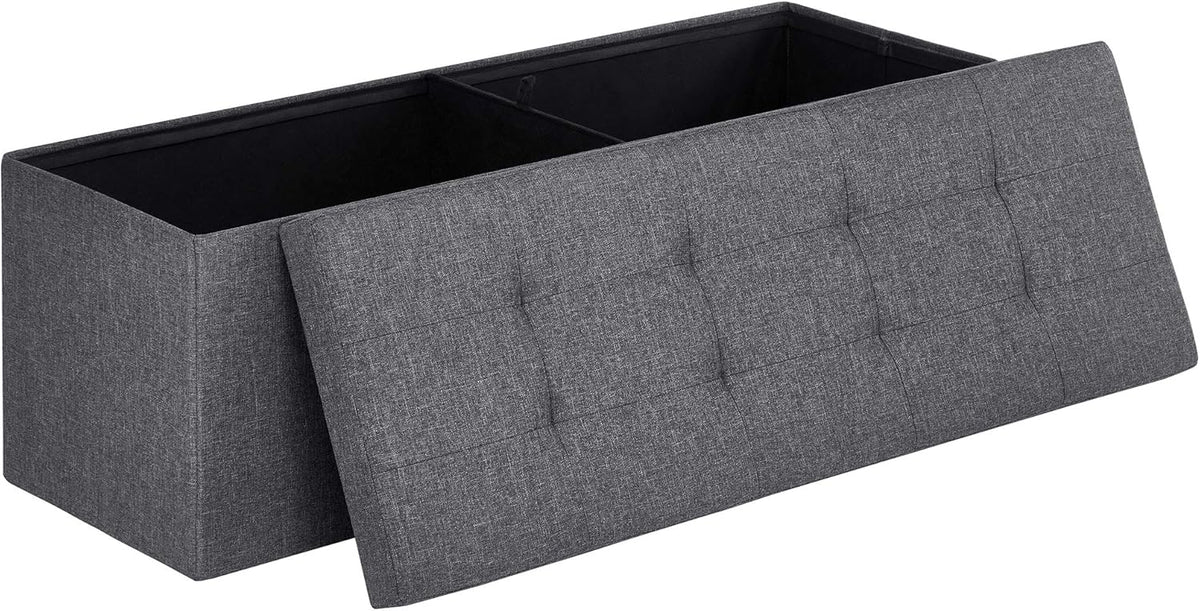 SONGMICS MAZIE Collection - 43 Inches Folding Storage Ottoman Bench, Ottoman Foot Rest, End of Bed