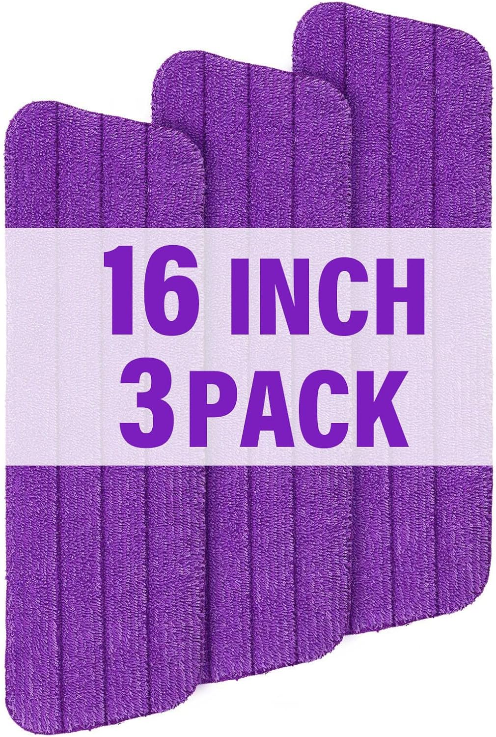 16.5 inch Mop Pads Refills, 3 Pack Microfiber Reusable Replacement Mop Pads Flat Replacements Heads
