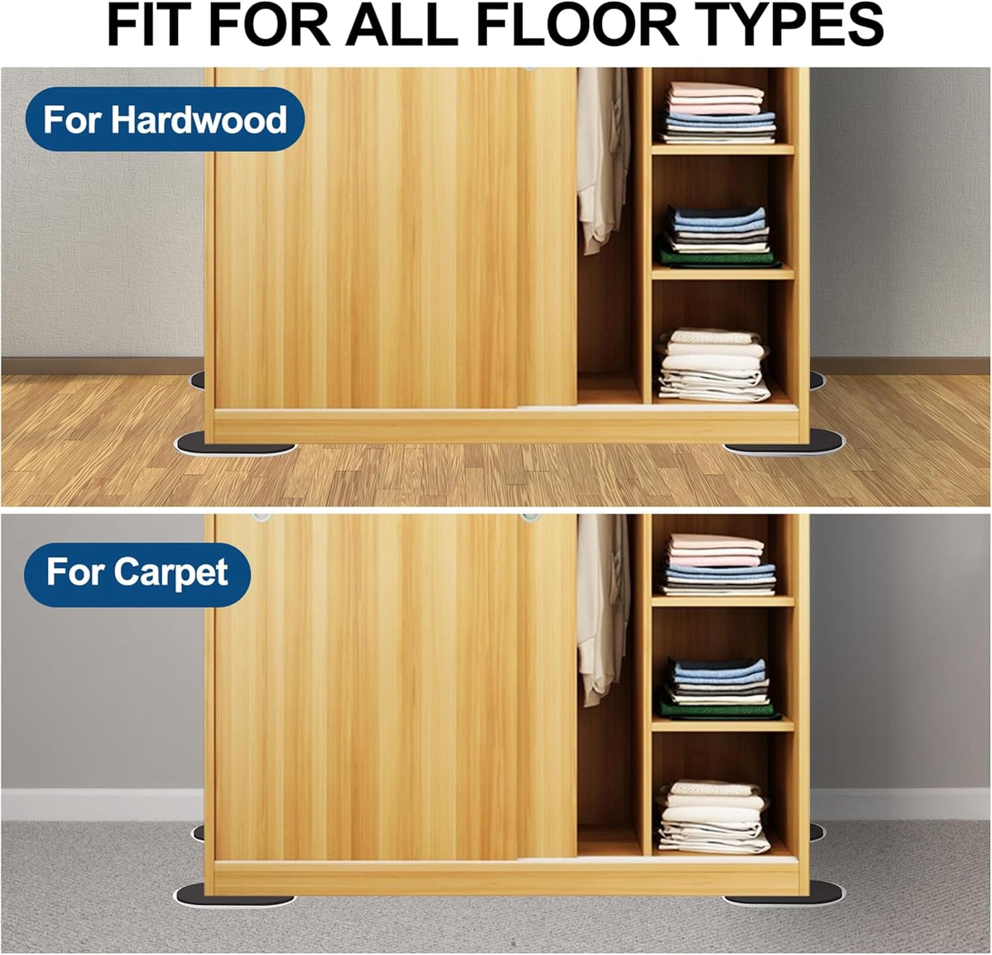 Reusable Large Furniture Movers Sliders for Carpet and Hardwood Floors-8 Pack 9-1/2" Oval Moving