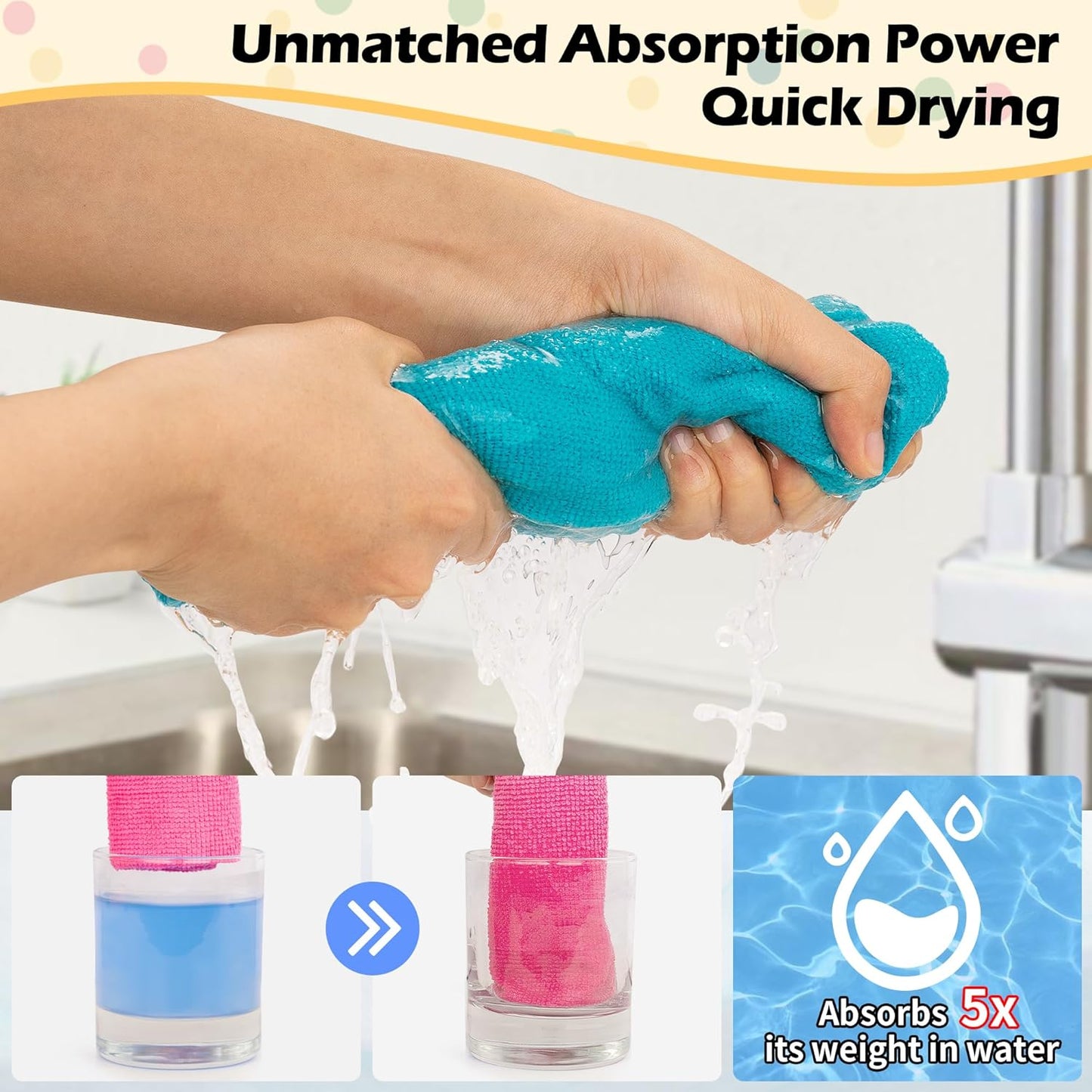 FIXSMITH Microfiber Cleaning Cloth, 50 Pack Cleaning Rags, Cleaning Towels for Housekeeping