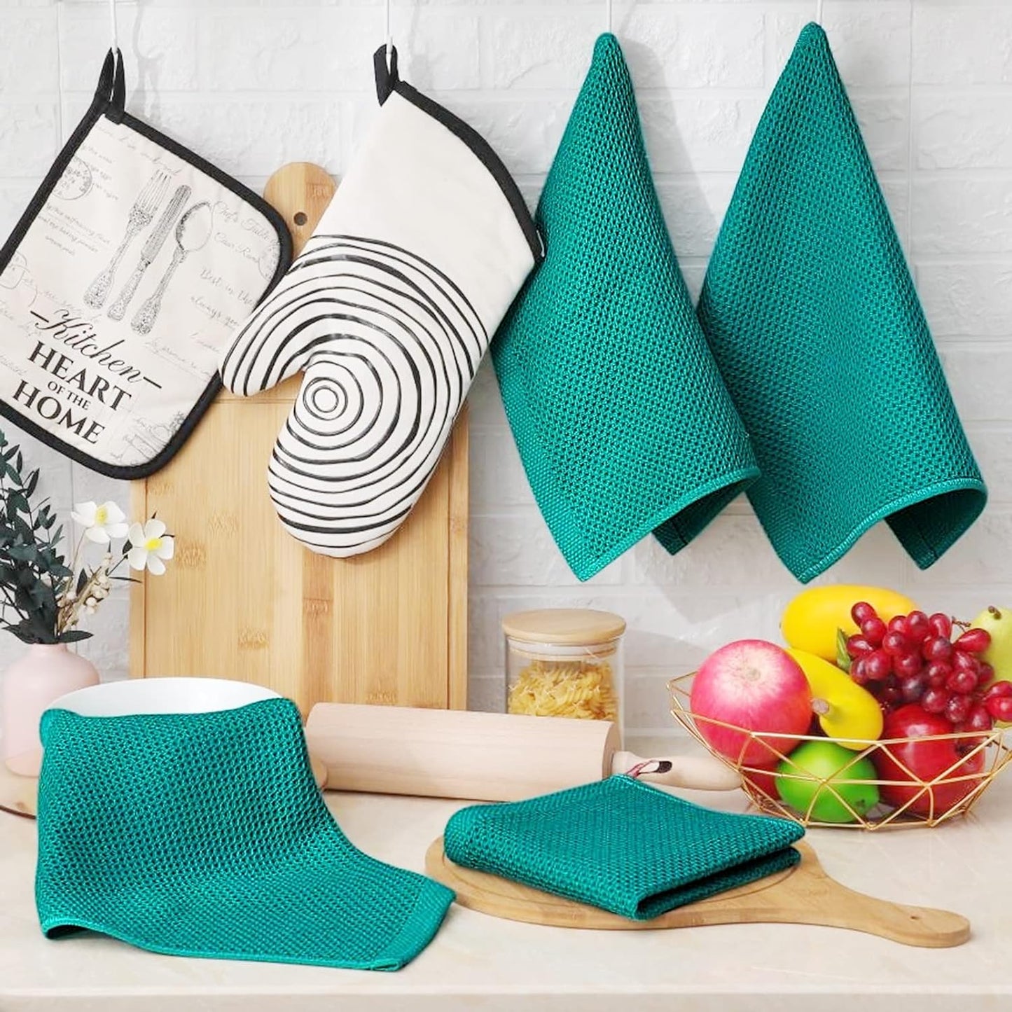 Homaxy 100% Cotton Waffle Weave Kitchen Dish Cloths, Ultra Soft Absorbent Quick Drying Dish Towels