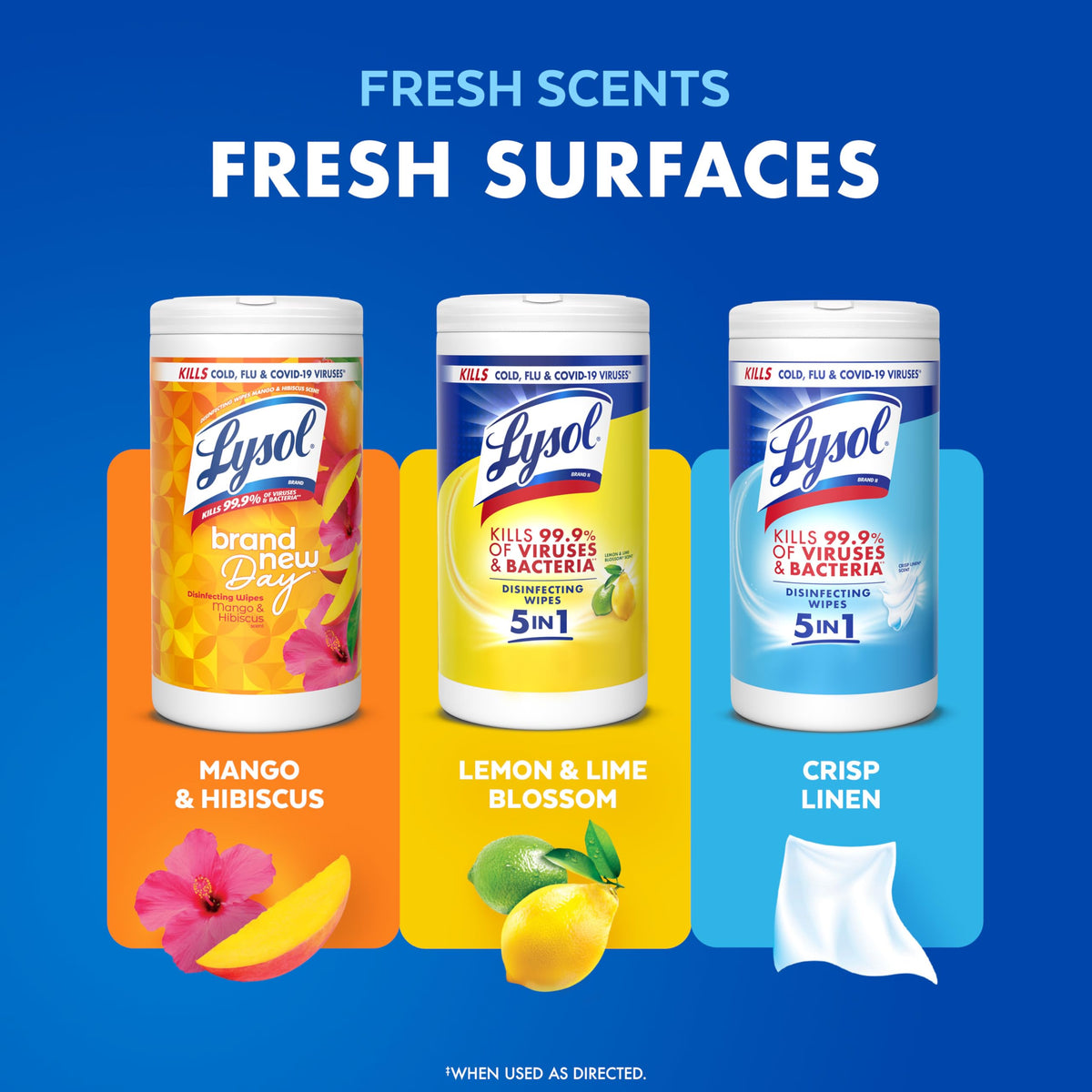 Lysol Disinfecting Wipes, Multi-Surface Cleaner, Lemon, 80 ct.