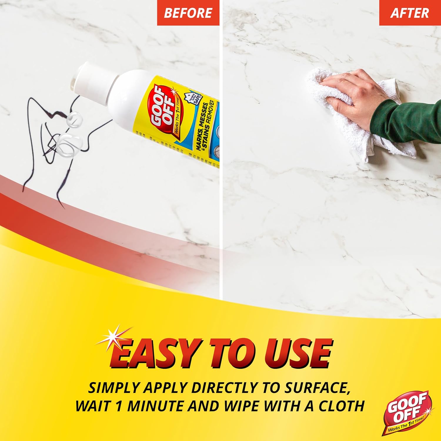 Goof Off Marks, Messes & Stains Remover, 8 fl. oz. Spray, Household Surface Safe, Removes Spots and