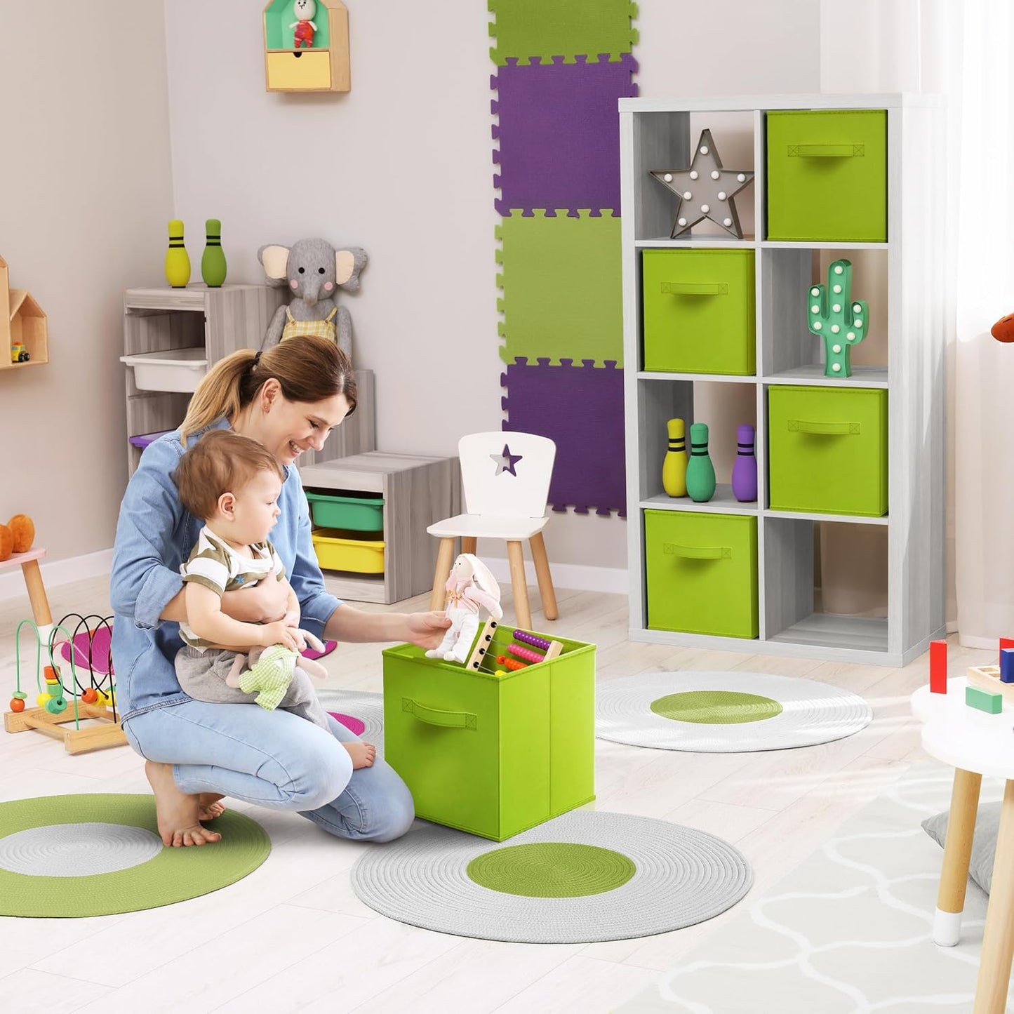 Sorbus Fabric Storage Cubes - 8 Foldable Storage Bins for Organizing Pantry, Cubbies, Toy Box