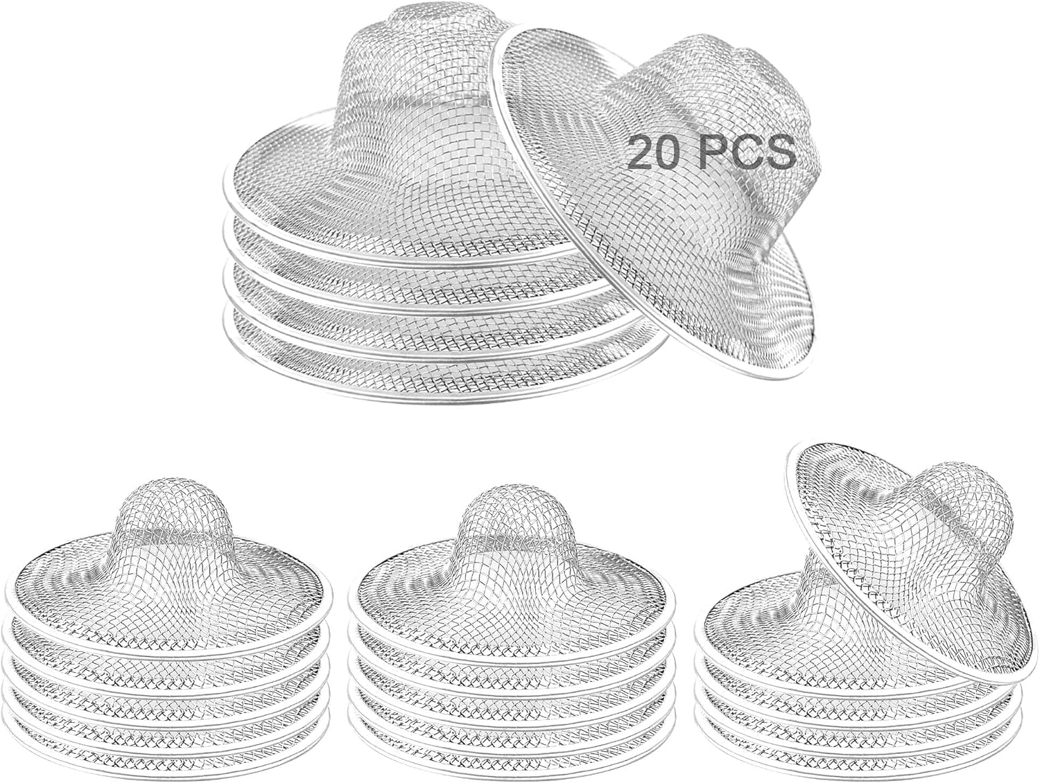 20PCS Stainless Steel Slop Basket Filter Trap, 2.75" & 4.41" Bathroom Sink Drain Strainer Mesh