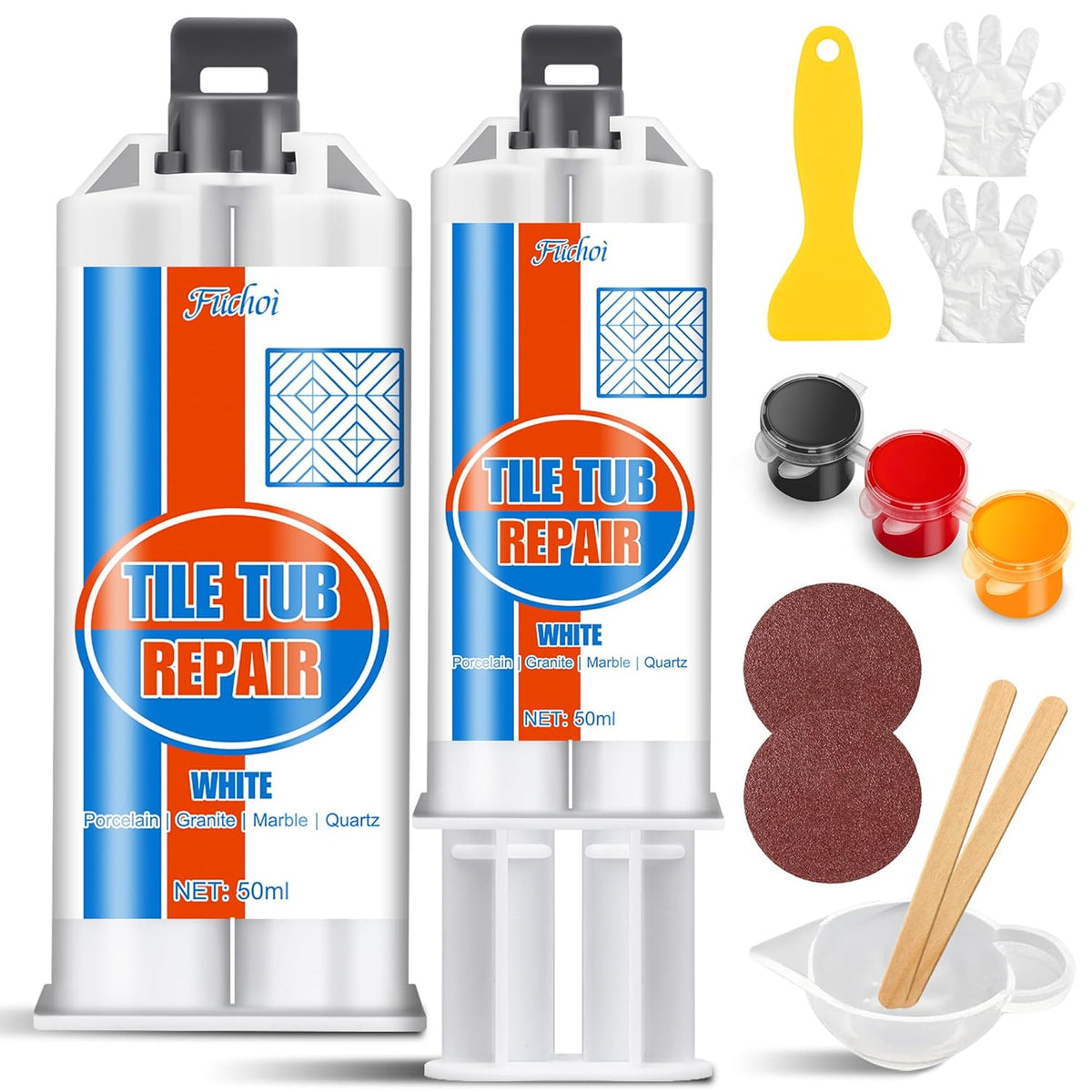 Tile Repair Kit, Ceramic Tile Chip Repair Kit, Porcelain Repair Kit for Ceramic, Tub, Acrylic