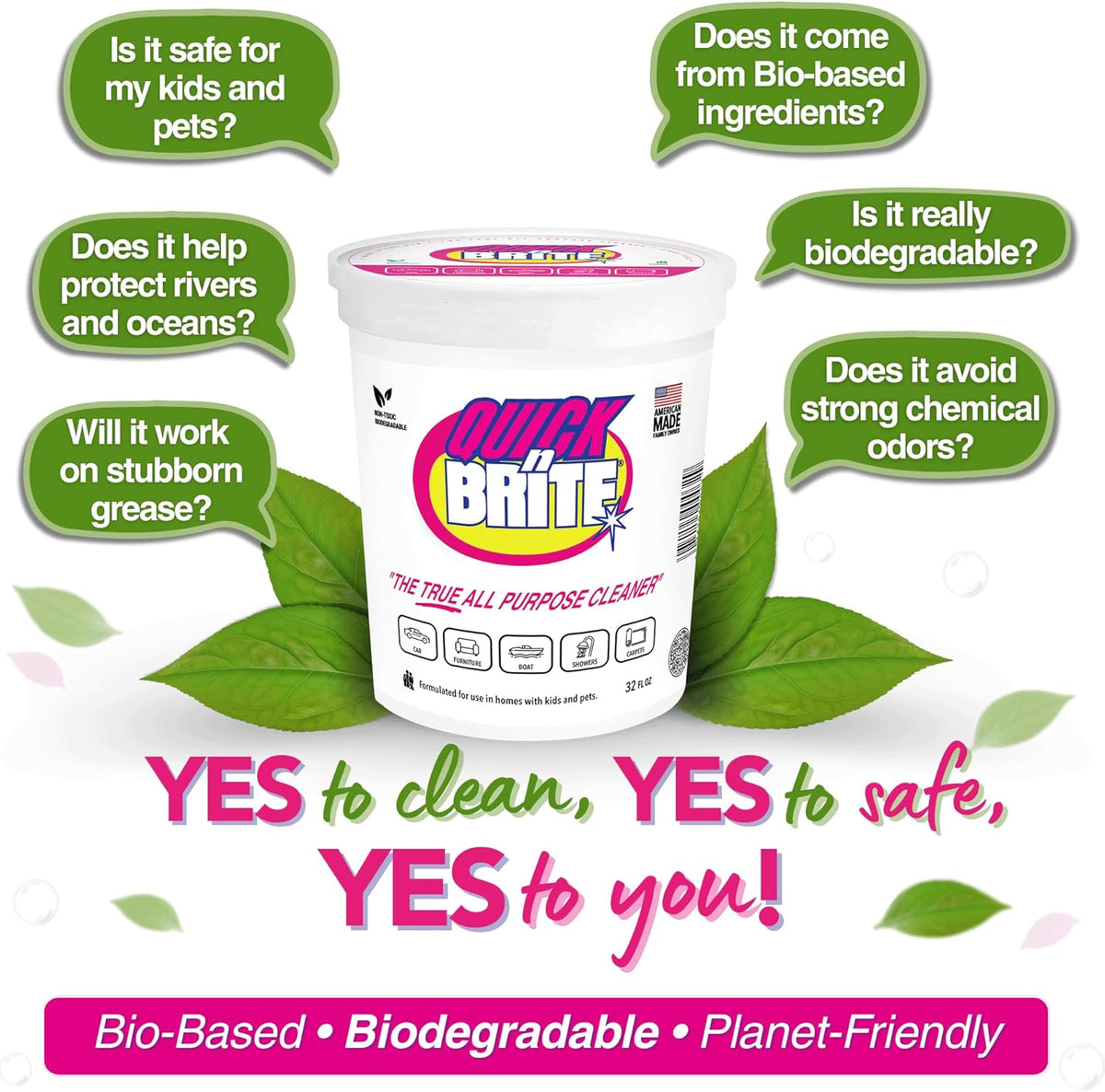 Quick 'n Brite All Purpose Cleaning Paste – Miracle Cleaner for Tough Stains, Biodegradable