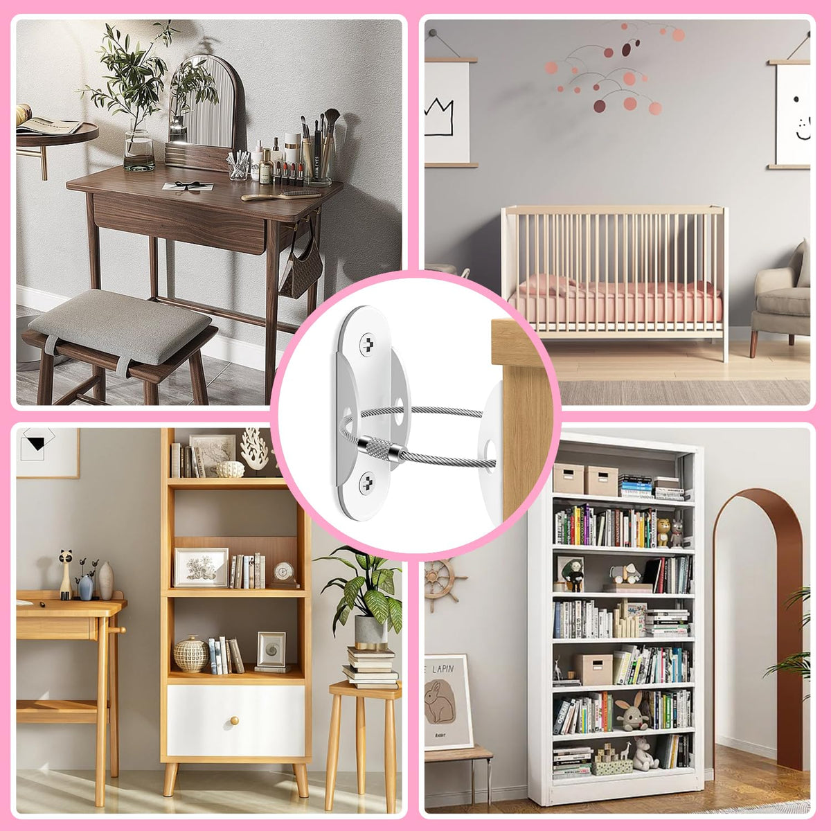 Anti Tip Furniture Anchors (6 Packs) Furniture Anchors for Baby Proofing, Earthquake Straps for