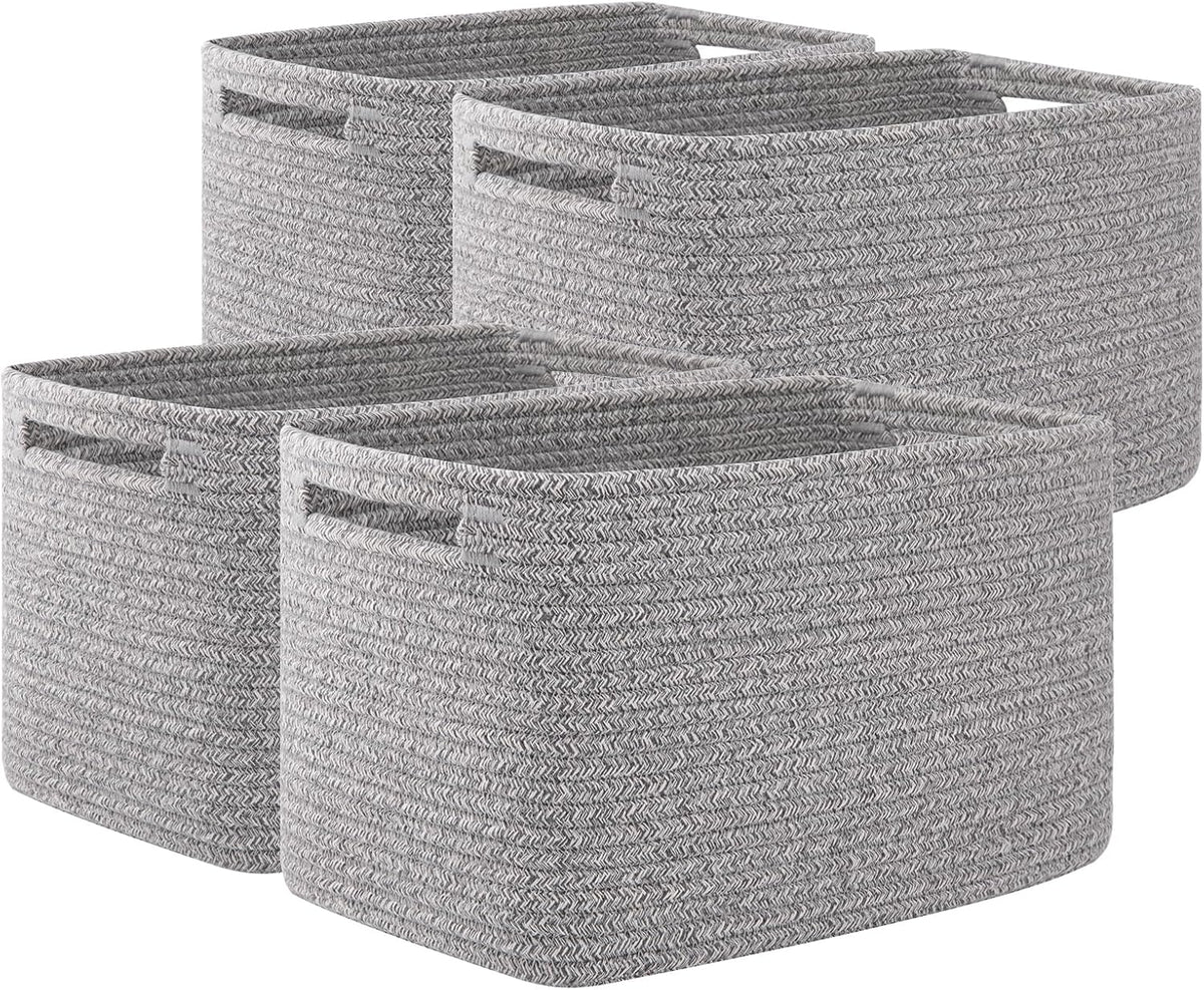 OIAHOMY 4 Pack Storage Baskets for Organizing, Cube Storage Bins for Shelves, Rectangle Storage