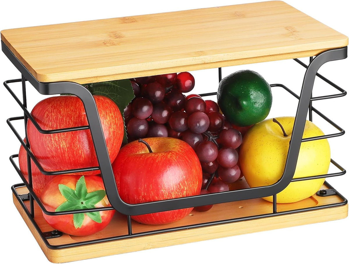 ALOCEO Extra Large Trash Bag Dispenser With Bamboo Top, Stainless Steel Stackable Garbage Bag