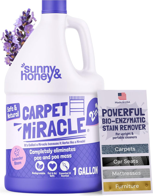 Sunny & Honey Carpet Cleaner Shampoo - 128 Fl Oz, Light Lavender Scent - Pet Stain Remover & Odor