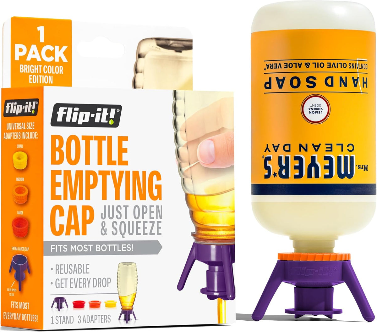 Flip-It! 1-Pack Bottle Emptying Kit – No More Wasted Product - Fits Most Plastic Bottles – Get Out
