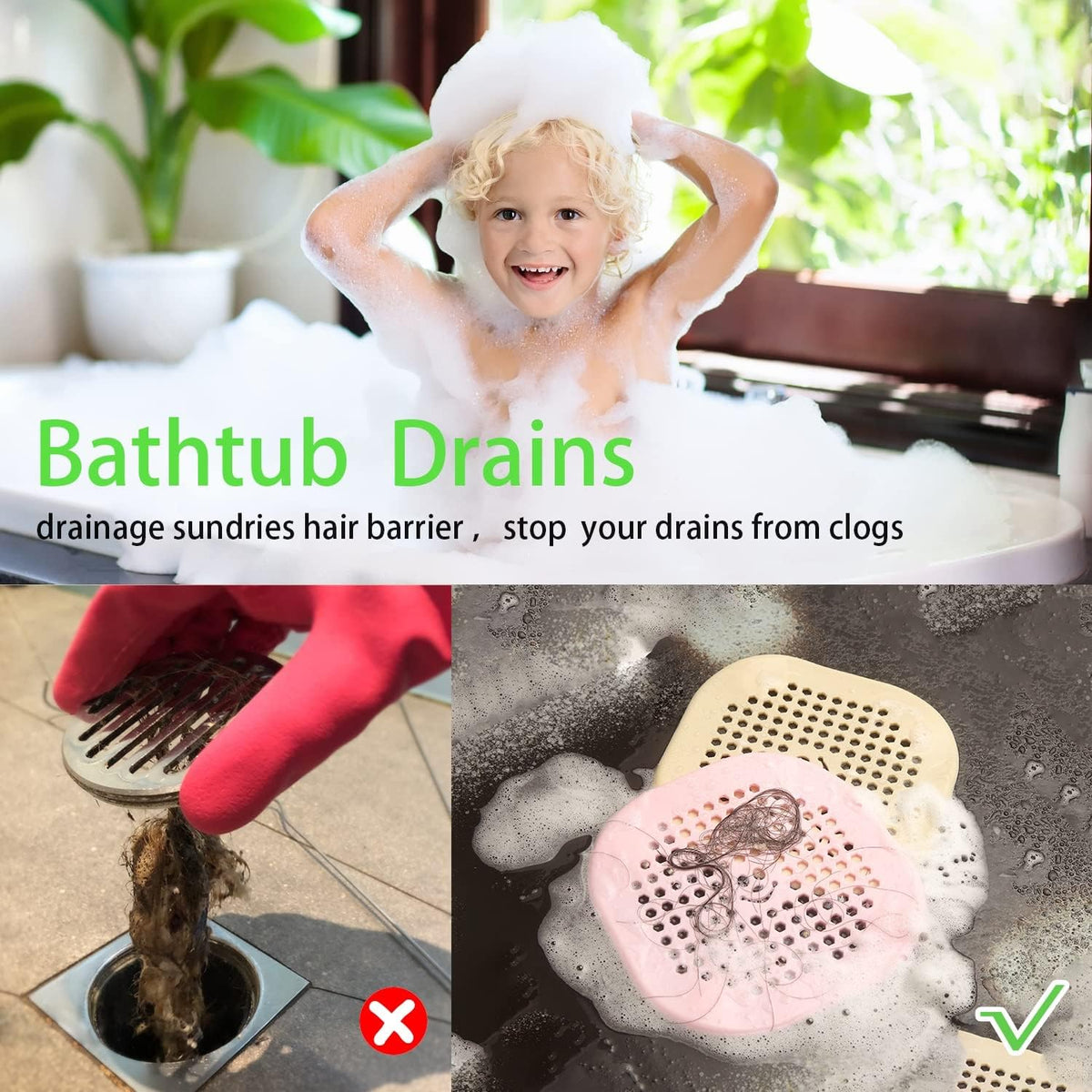 Drain Cover Hair Catcher Drain Plug Hair Stopper Drain Protector for Shower Bathroom Accessories