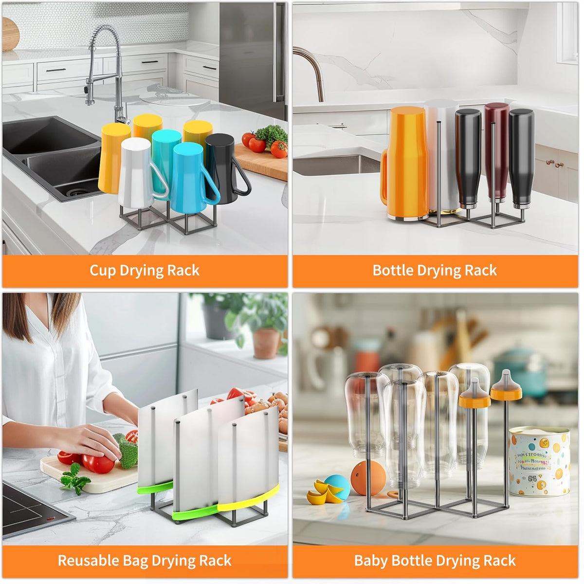 Foldable Bottle Drying Rack, Baby Bottle Drying Rack, Collapsible Cup Draining Holder, Retractable