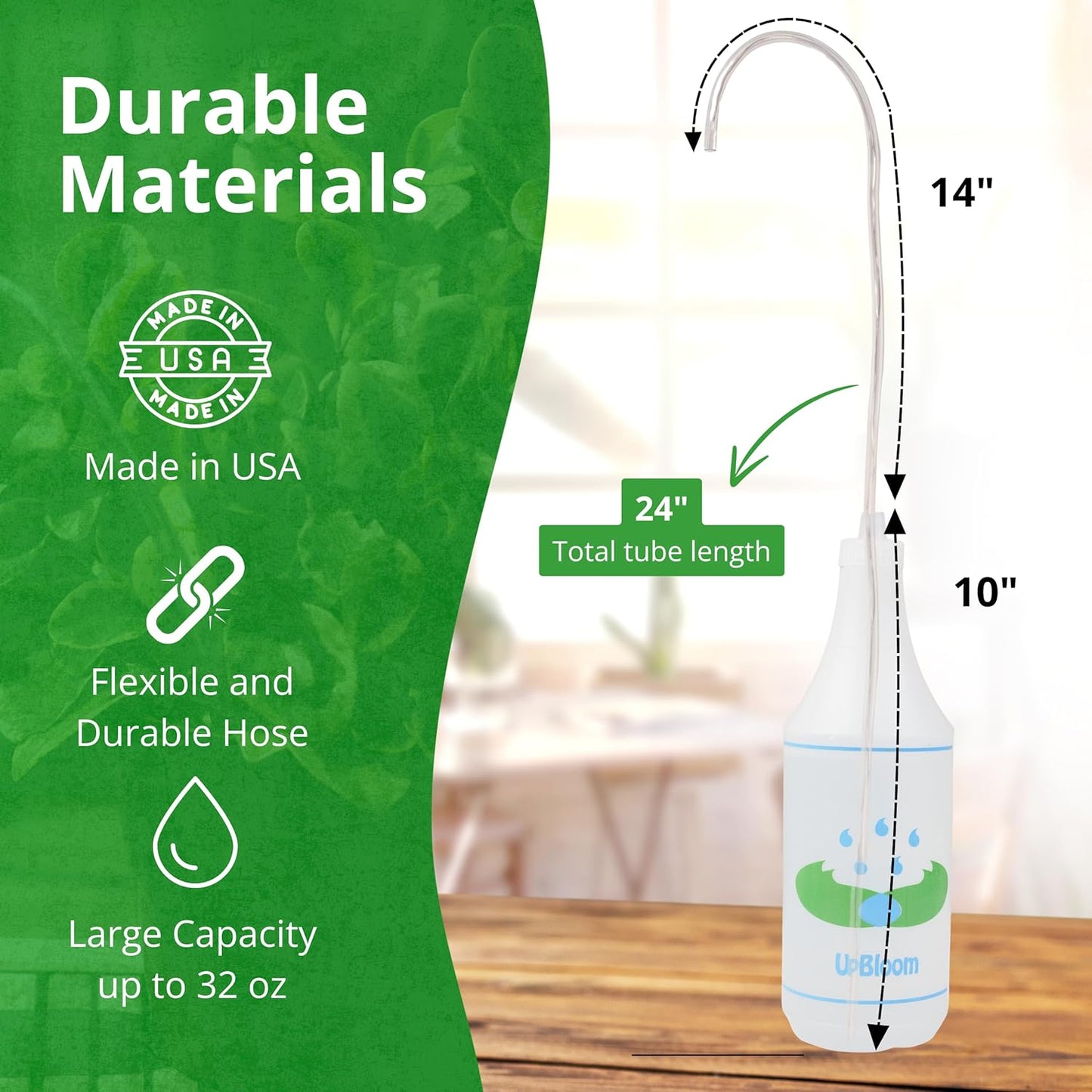 UpBloom - 32 Oz Squeeze Bottle for Hanging Plants, Squirt Bottle/Water Container for Outdoor/Indoor