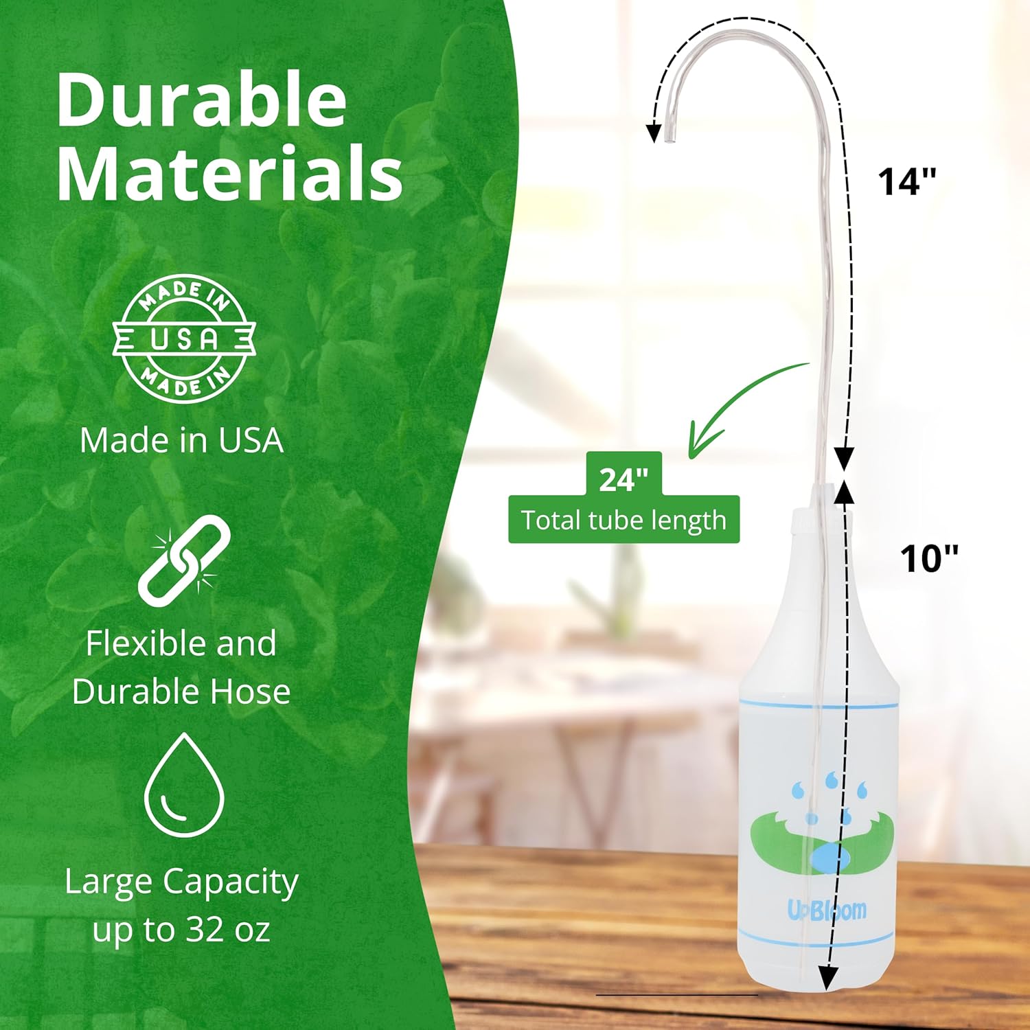 UpBloom - 32 Oz Squeeze Bottle for Hanging Plants, Squirt Bottle/Water Container for Outdoor/Indoor