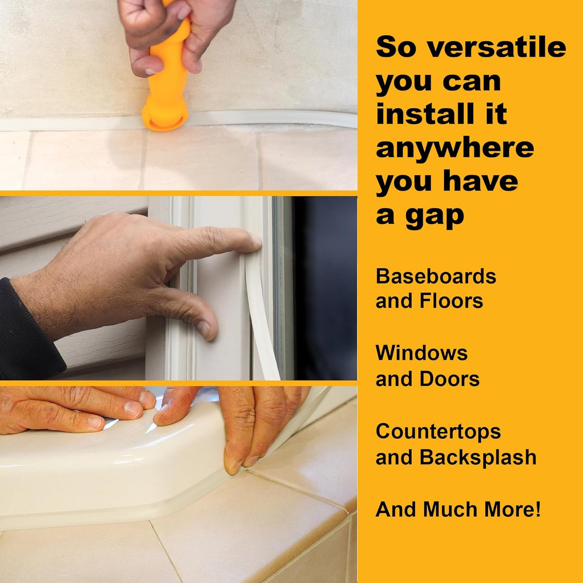 InstaTrim New & Improved Caulk Trim -10ft Ivory 3/4" Wide Caulk Tape - Adhesive Trim with Many Uses