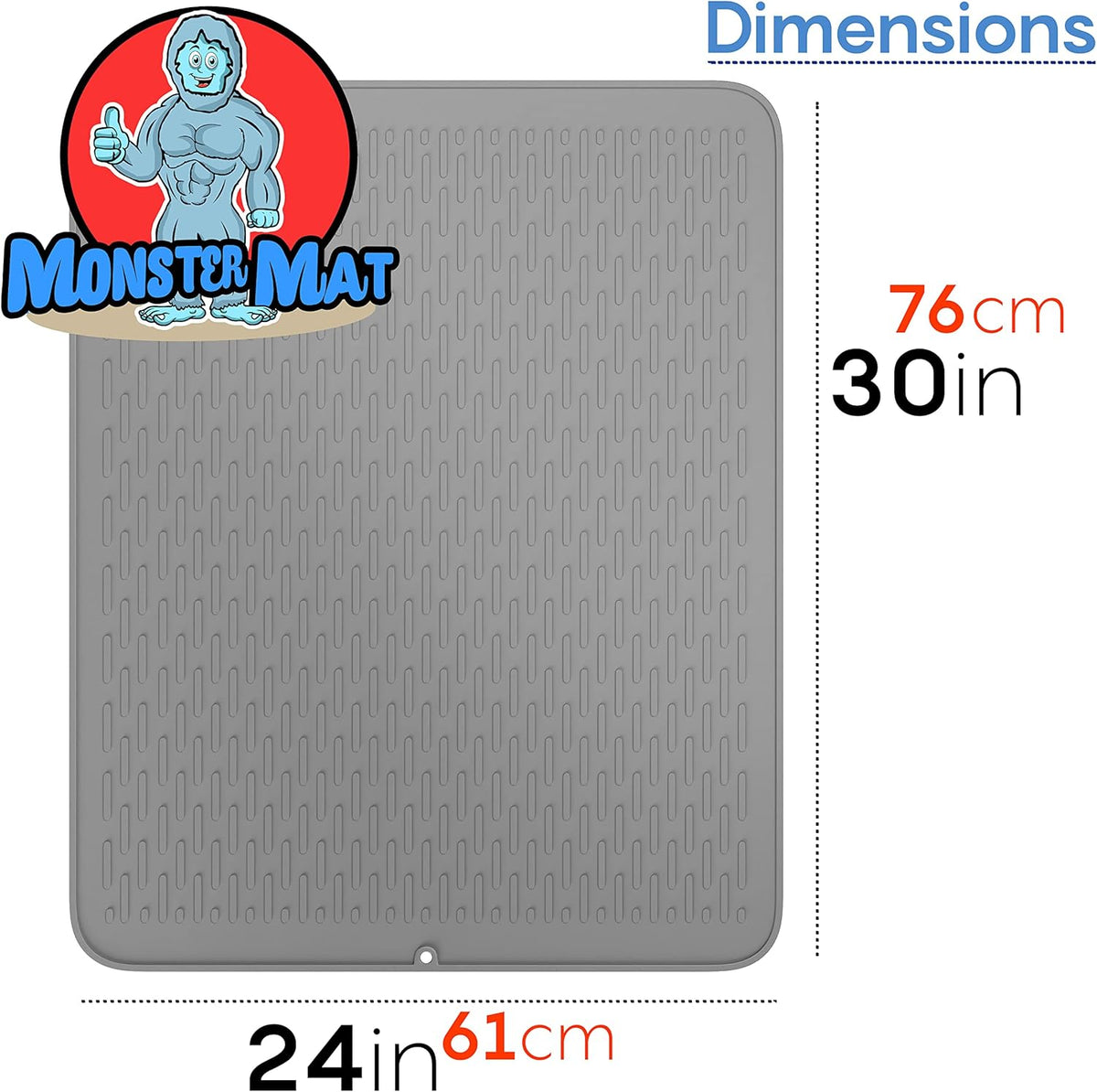 Monster Mat Extra Large Silicone Dish Drying Mat (30"x24") – Heavy Duty & Fast-Drying Silicone Mat