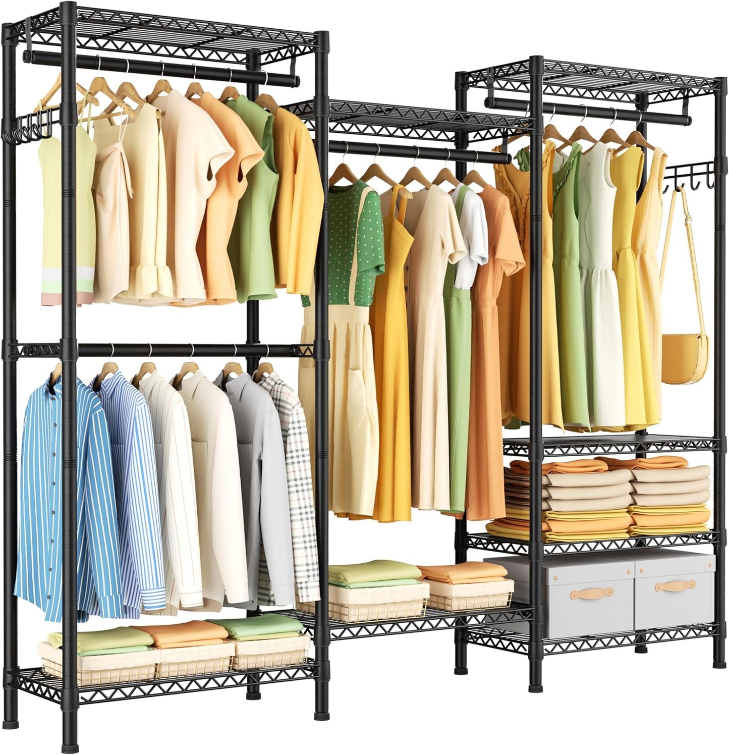 Heavy Duty Garment Rack Large Clothes Rack,Freestanding Closet Portable Clothing Rack with 8