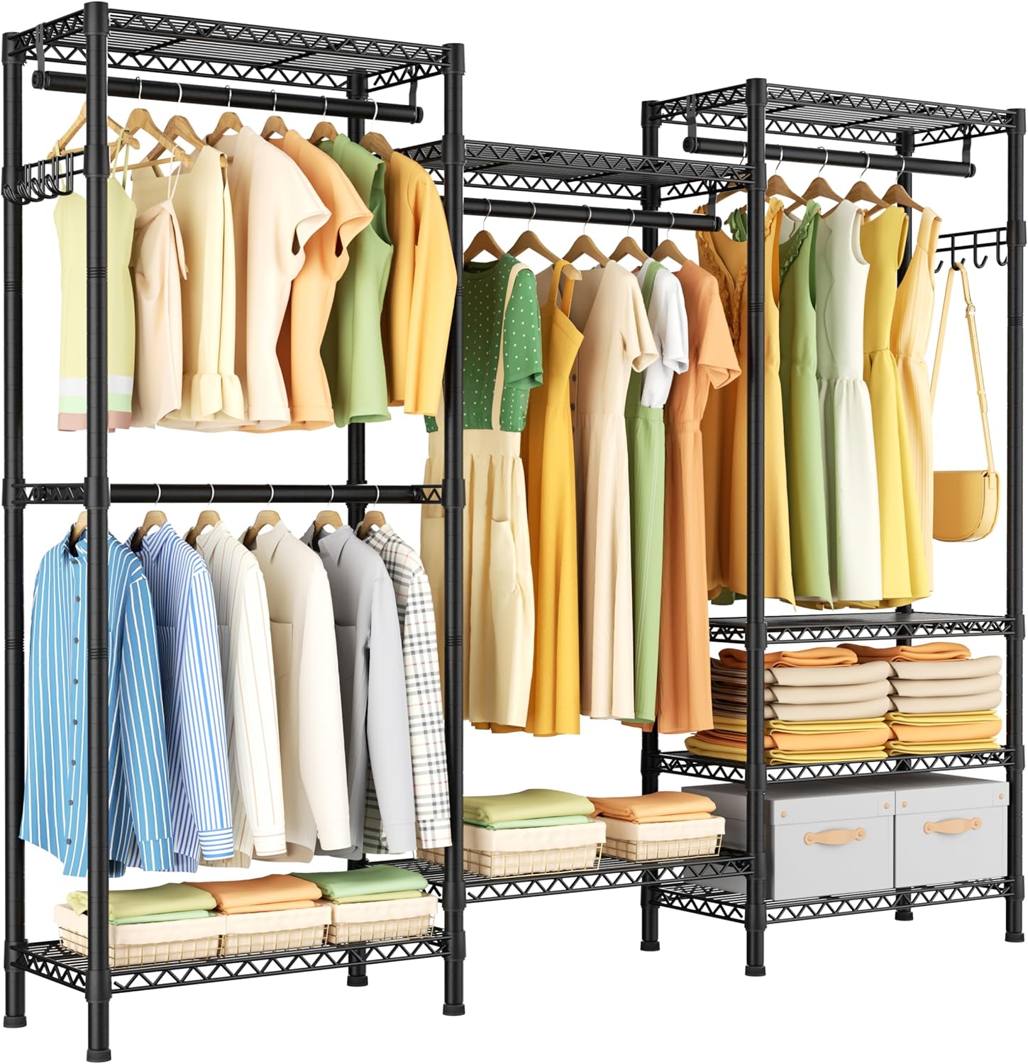 Heavy Duty Garment Rack Large Clothes Rack,Freestanding Closet Portable Clothing Rack with 8