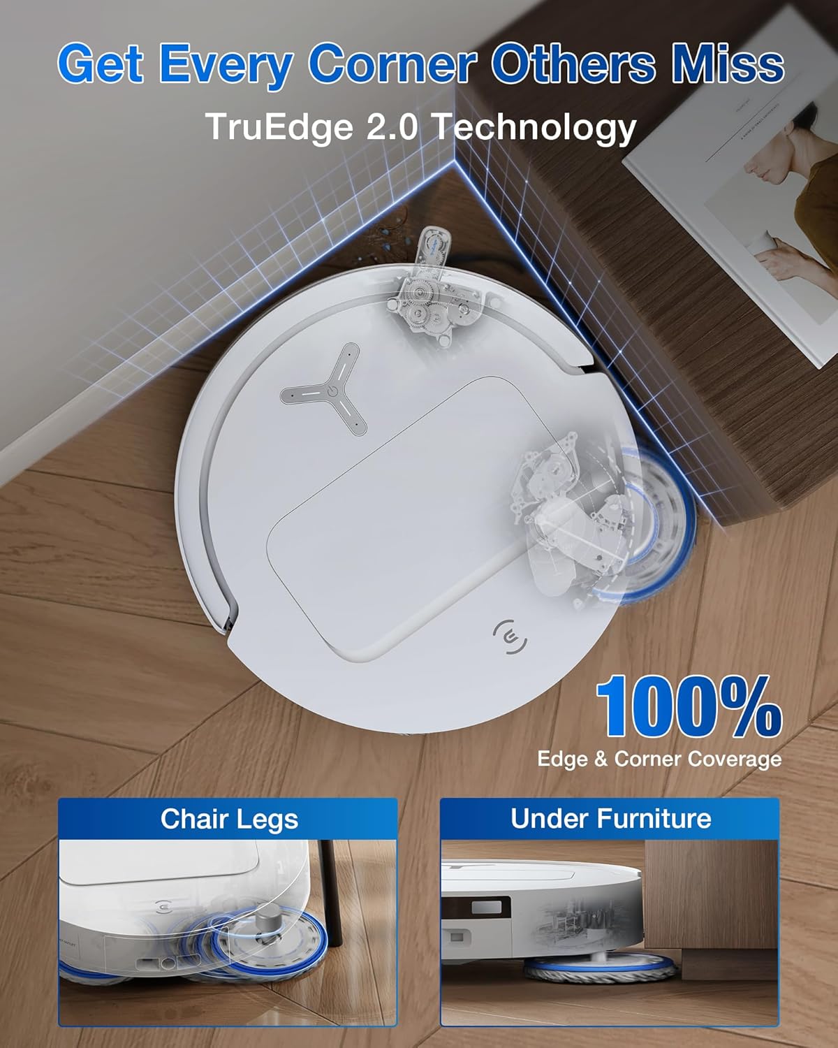 ECOVACS DEEBOT T50 PRO Omni Robot Vacuum and Mop, 3.19” Ultra-Slim, 15,000Pa Suction, ZeroTangle