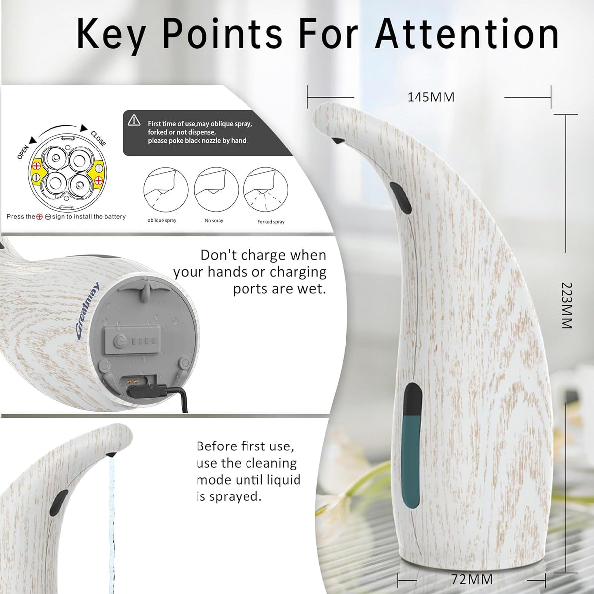 Adjustable Automatic Soap Dispenser Touchless, 4 Adjustable Levels Touchless Sensor Liquid Soap