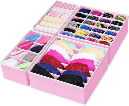 Simple Houseware 4-Pack Drawer Organizer Set - Closet Dividers for Underwear, Socks, Bras, Scarves