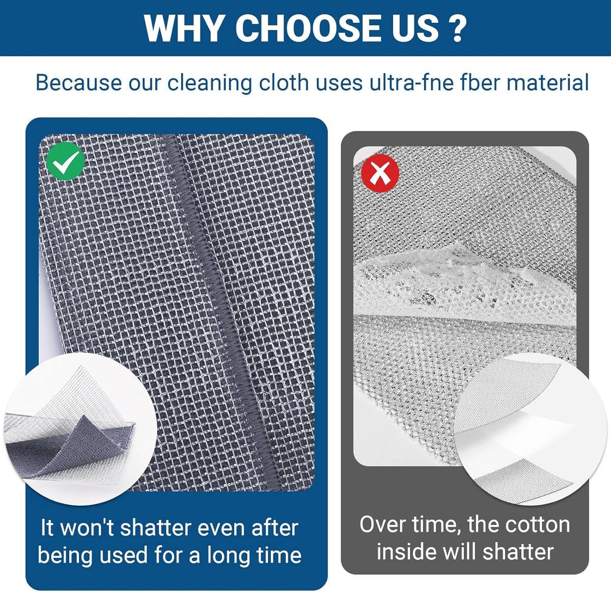 10 Pcs New Upgrade 3-Layer Non Scratch Wire Dishcloth,Wire Dishwashing Rag, Non-Scratch Wire
