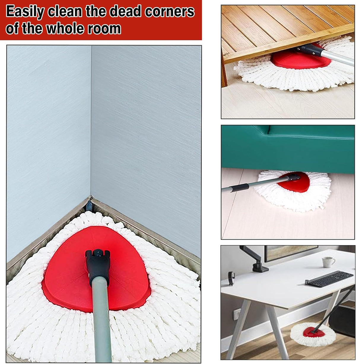 3 Pack White Spin Mop Replacement Heads, Mop Head Replacement 100% Microfiber, Deep Cleaning, Spin