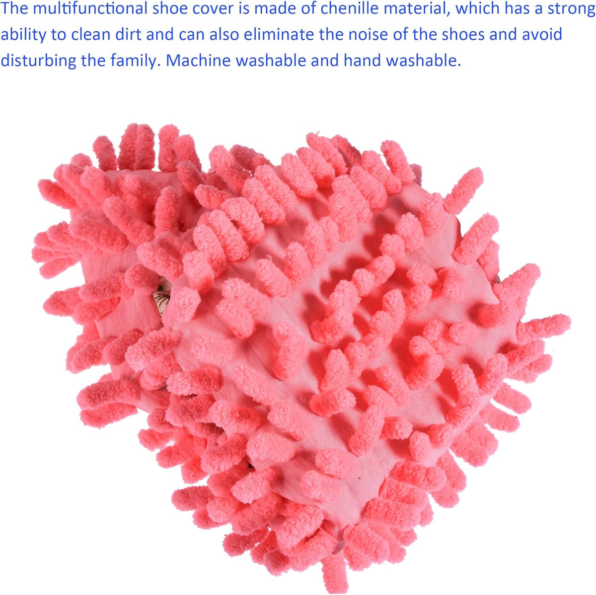 1 Pair Washable Cleaning Shoes Cover - Floor Cleaning Dust, Chenille Microfiber Duster Mop