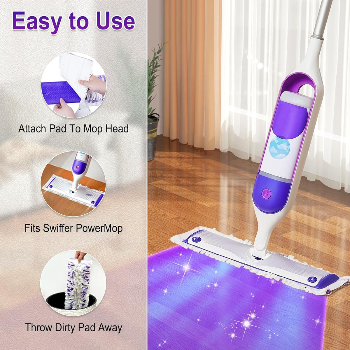 36 Count Power Mop Pads Refills for Swiffer Power Mop Pads,Compatible with Swiffer Power Mop