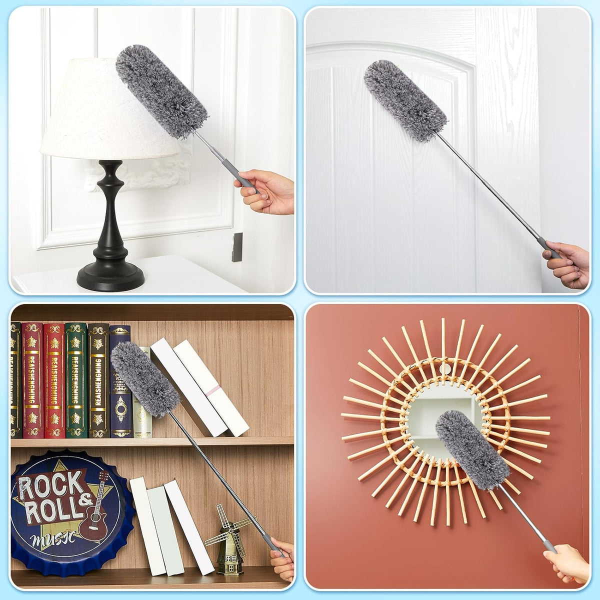 Tanlade 12 Pcs Microfiber Feather Duster for Cleaning 13-31 Inch Extendable Cobweb Dusters Ceiling