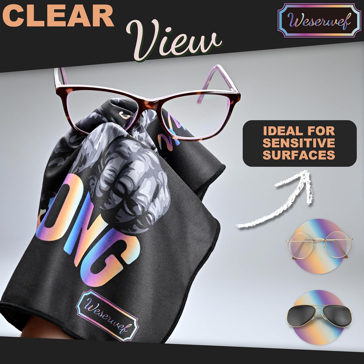 WESERWEF Design Microfiber Glasses Cleaning Cloth – Premium Cleaning Cloth for Eyeglasses, Screens