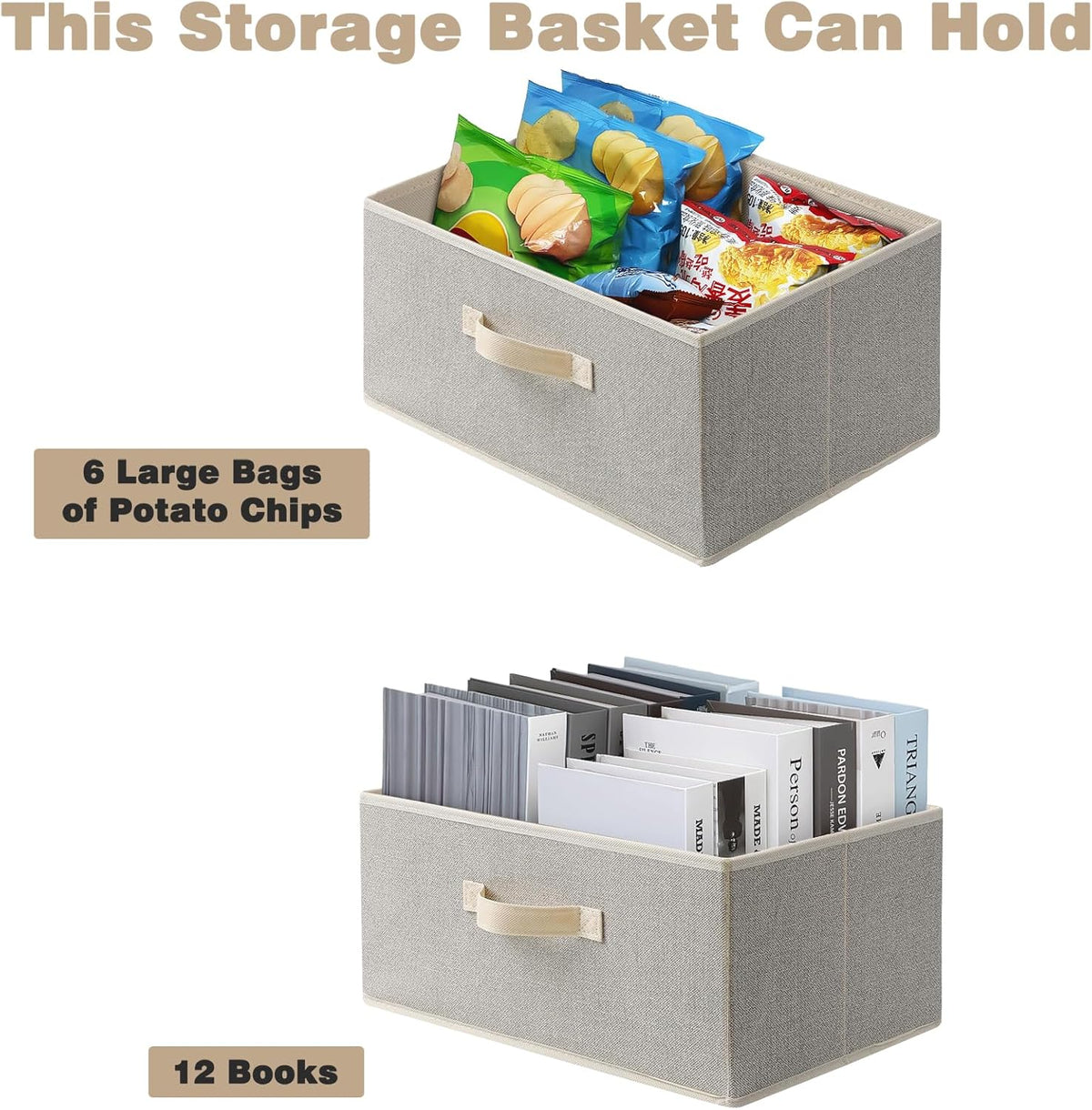 Storage Baskets, 15.7-Inch Woven Fabric Bins, Storage Cubes with Reinforced Handles, Organizer Bins