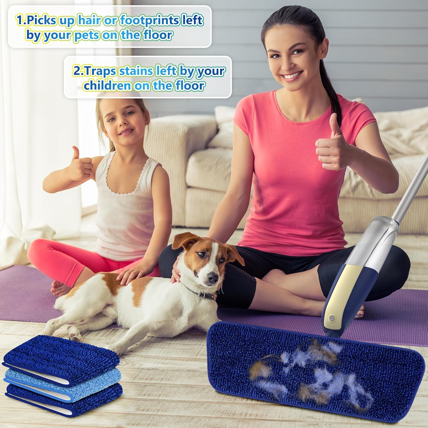 Microfiber Spray Mops for Hardwood Floor Cleaning - MEXERRIS Wet Jet Mops Dry Dust Mop with 3X