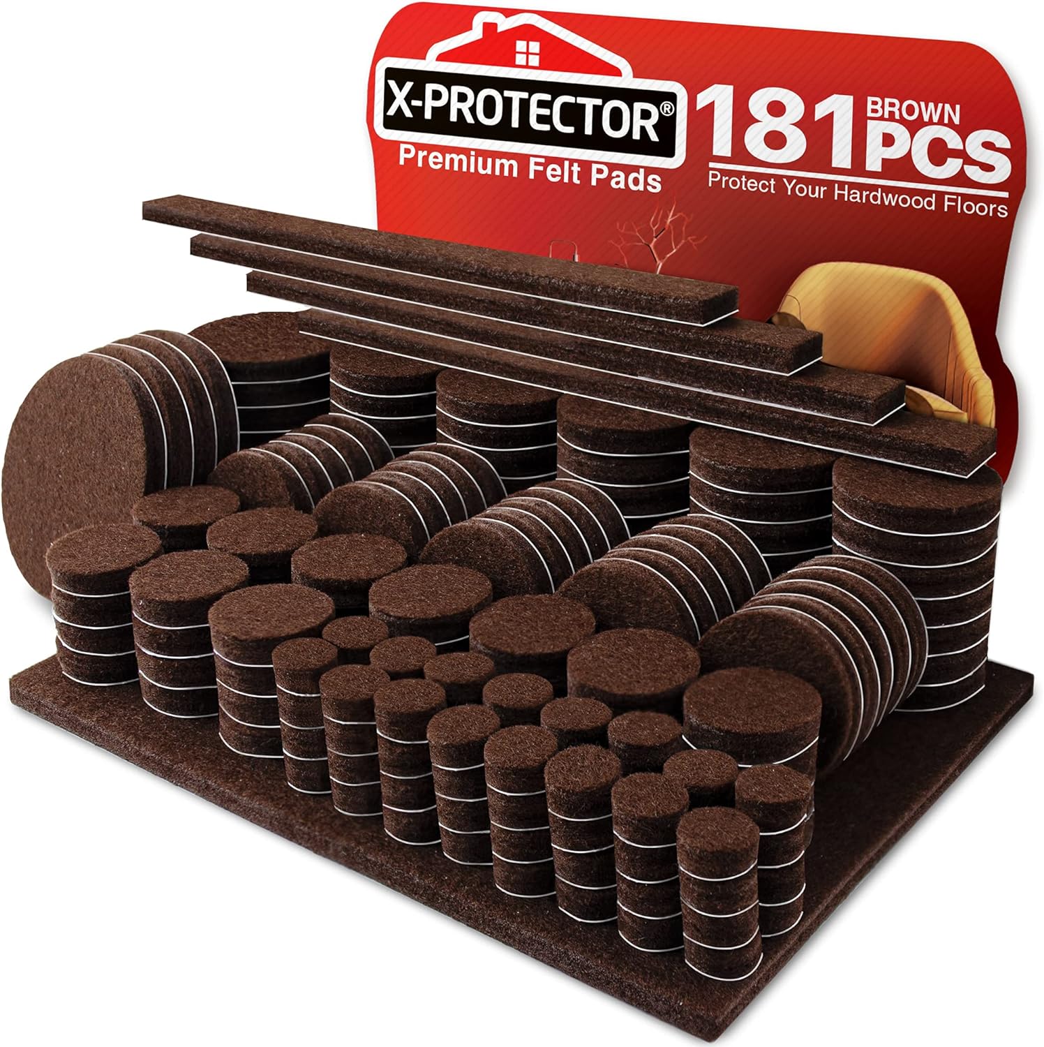 Felt Furniture Pads X-PROTECTOR 181 PCS Premium Furniture Pads - Felt Pads Furniture Feet Best Wood