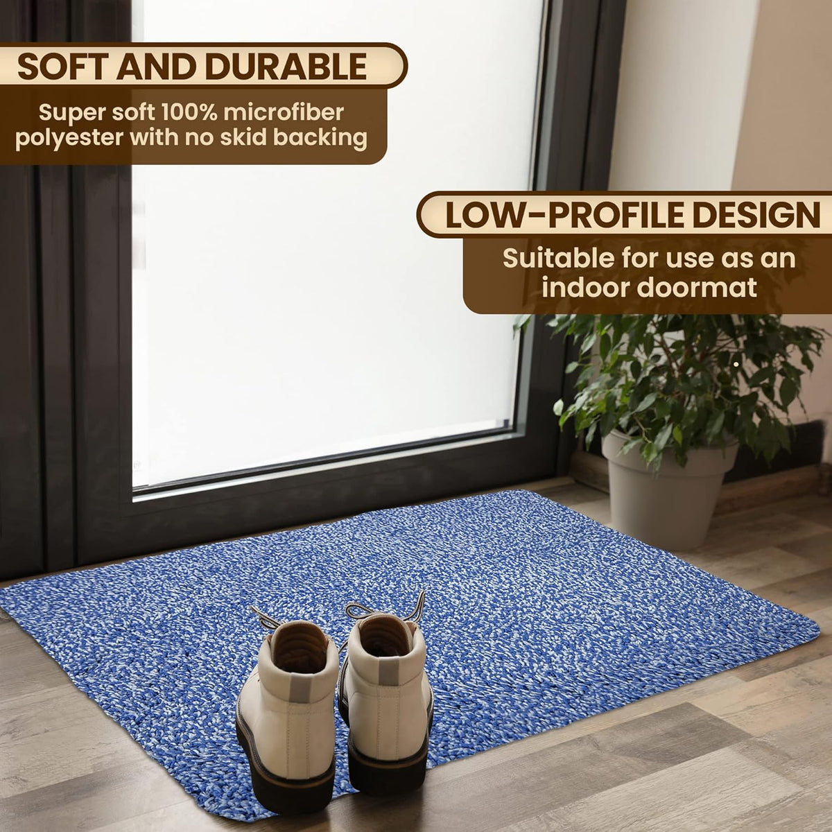 Premium Microfiber Indoor Door Mat – 36"x72" Washable Entry Mat, Non-Slip, Waterproof Backing