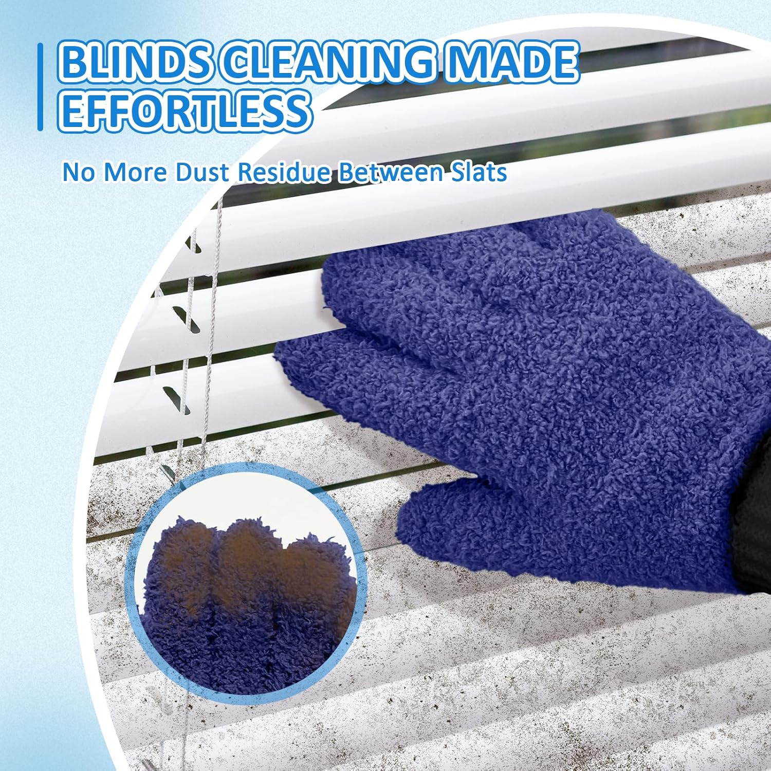 MIG4U 2 Pairs Microfiber Gloves - Dusting Gloves for House Cleaning - Washable Blind Cleaner Duster