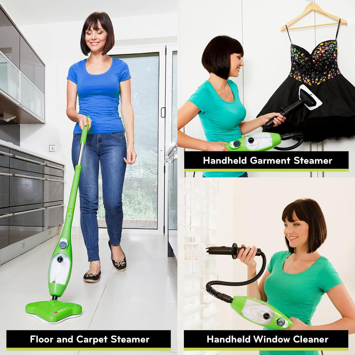 H2O X5 5-in-1 Multi-Purpose Steam Mop, Handheld Steam Cleaner, Adjustable Height, Removable Tank