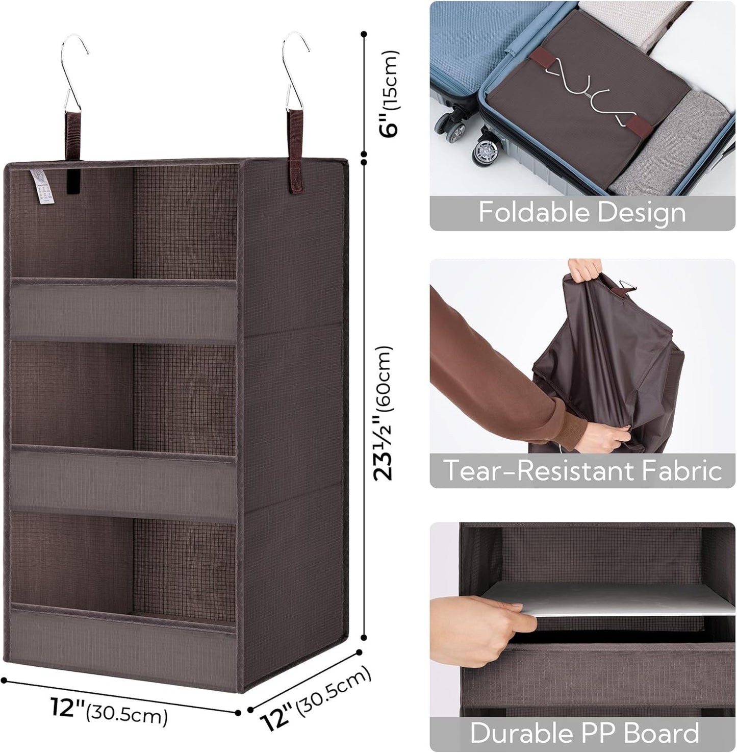 GRANNY SAYS 3 Shelf Hanging Closet Organizers and Storage, Collapsible Closet Storage Organizer