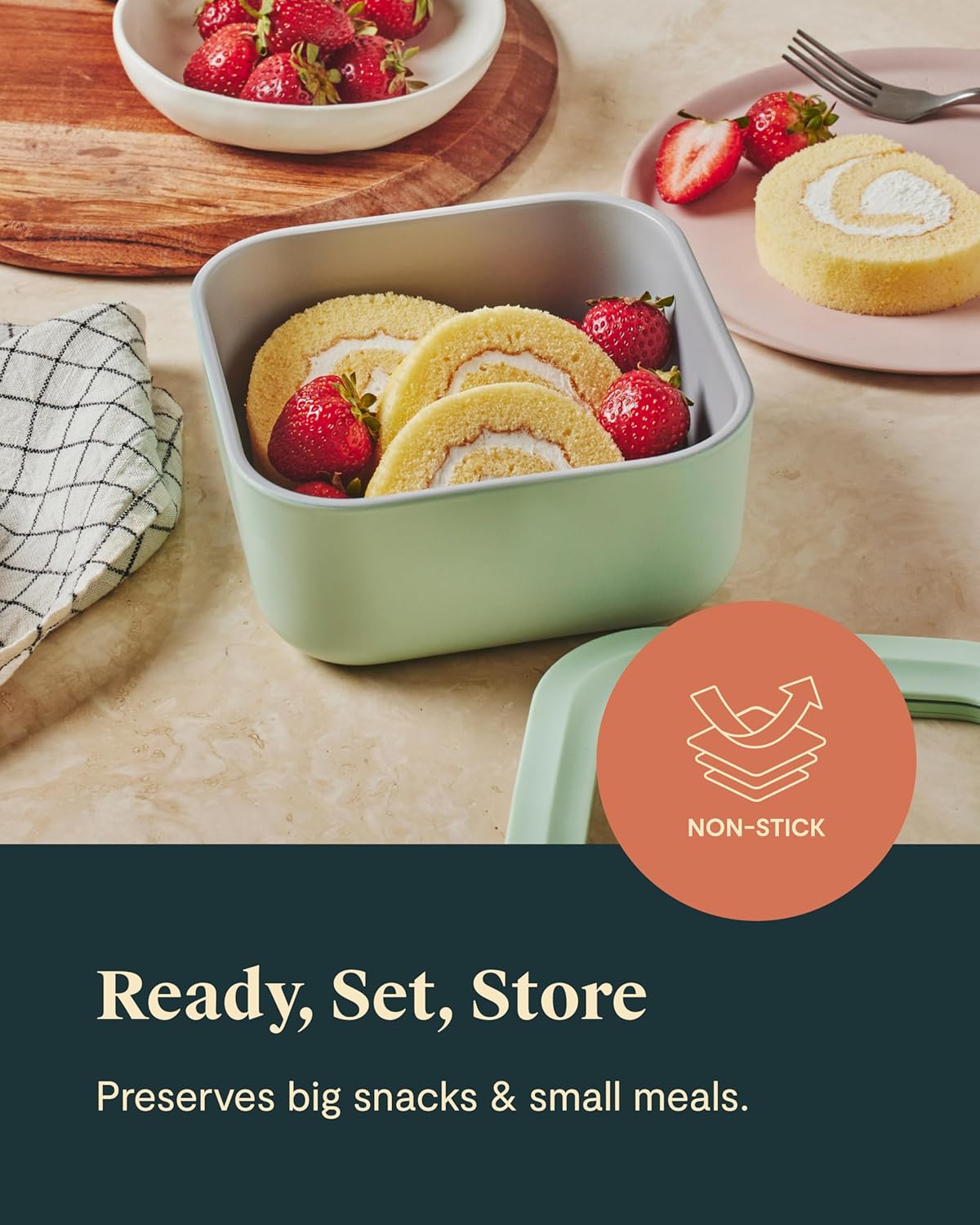 Caraway 6pc Glass Food Storage Set – 4.4 Cup Food Containers (6) - Ceramic Coated - Non Toxic, Non