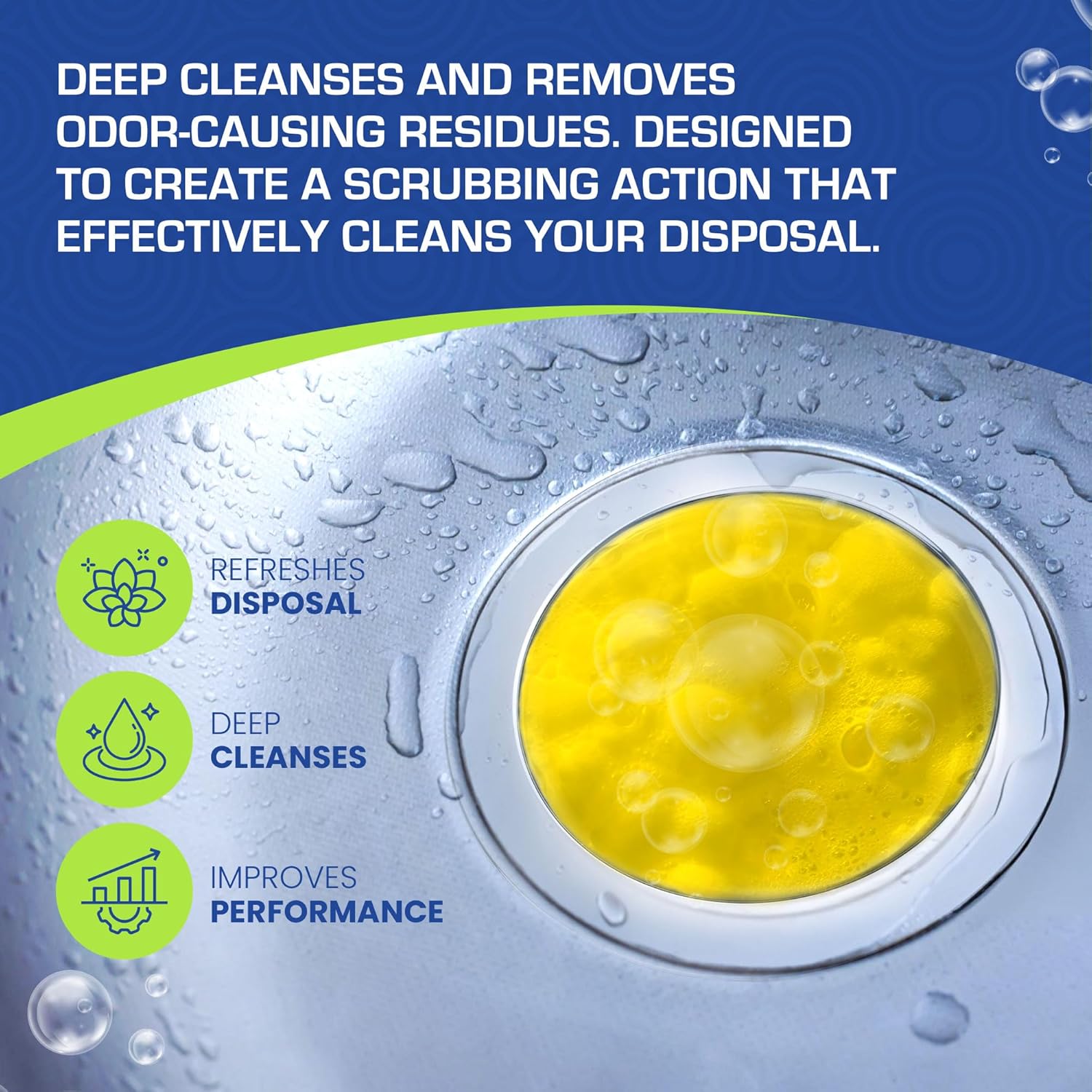 True Fresh Garbage Disposal Cleaner – 24-Pack Foaming Sink and Drain Deodorizer Tablets, Powerful