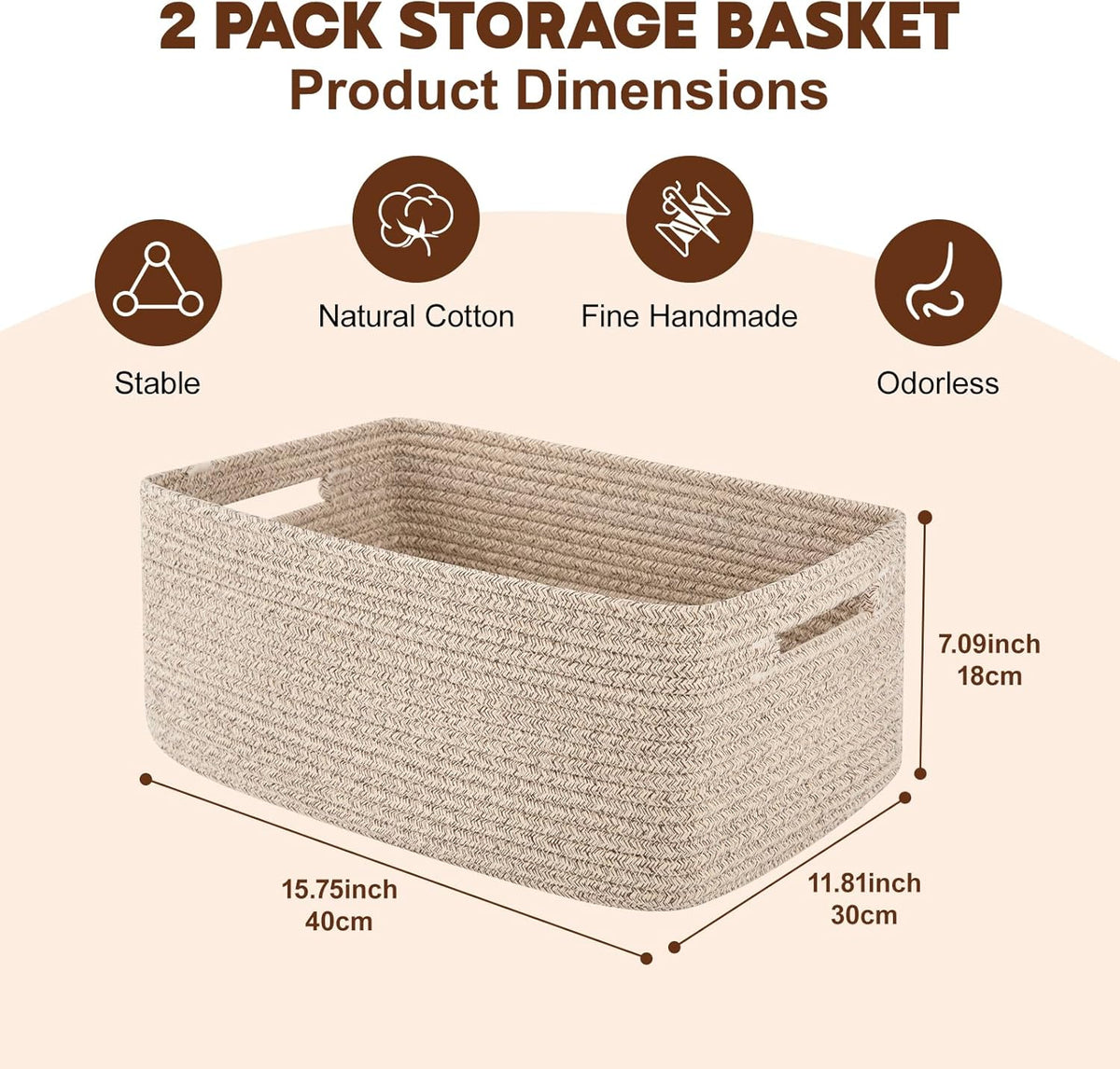 OIAHOMY Storage Basket for Shelves, Closet Cube Storage Bins Baskets for Clothes Blanket Towels