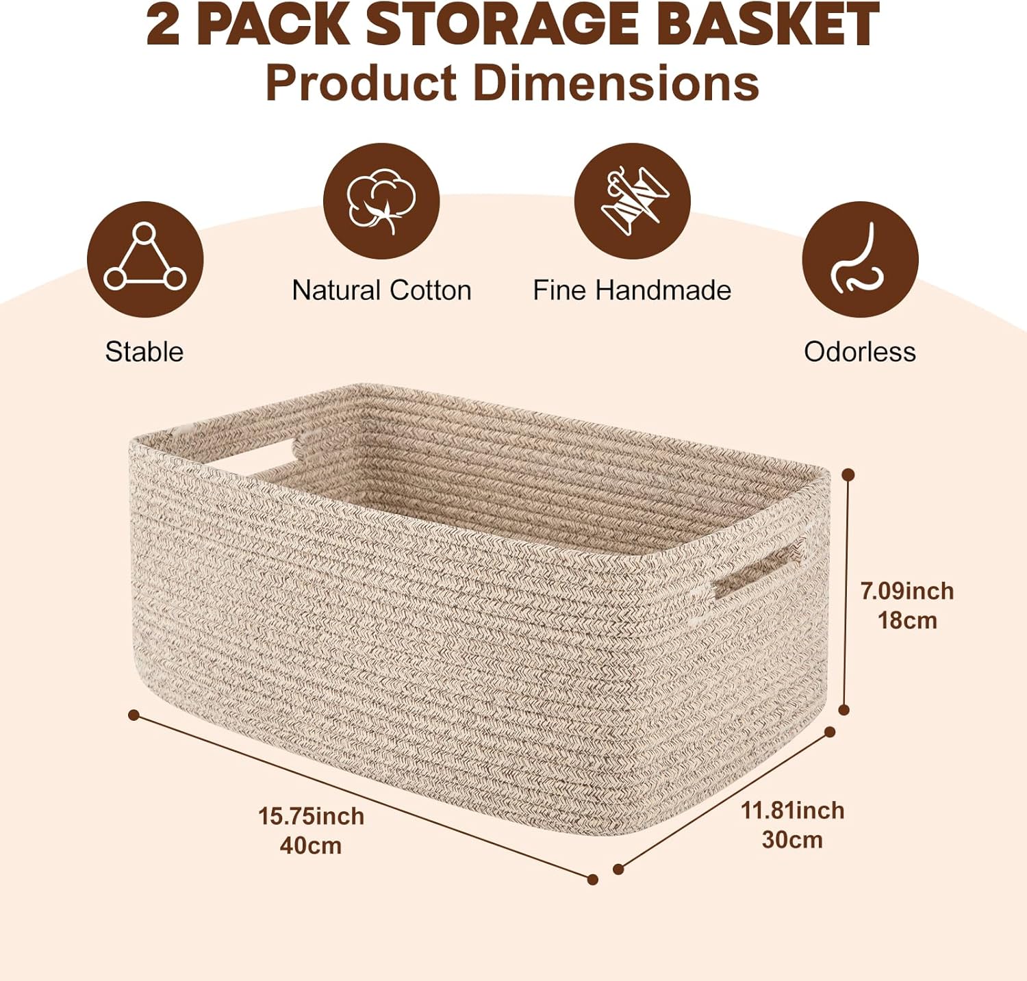 OIAHOMY Storage Basket for Shelves, Closet Cube Storage Bins Baskets for Clothes Blanket Towels