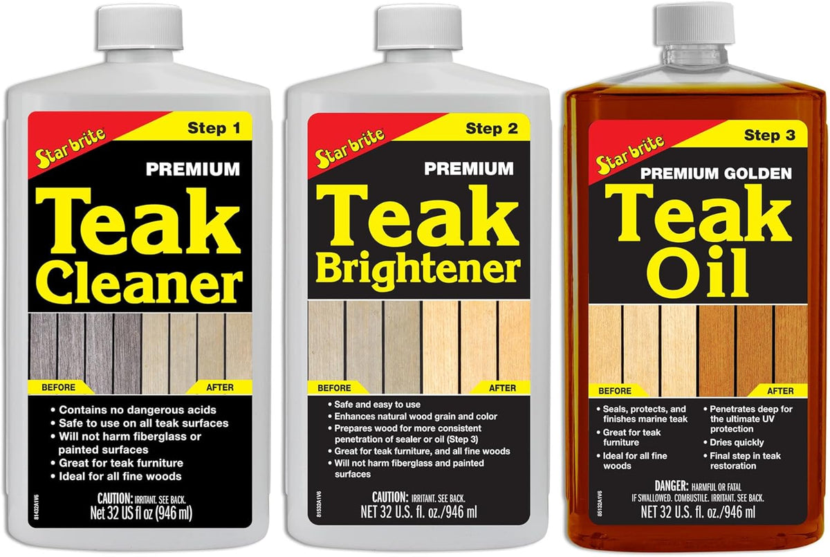 STAR BRITE Teak Kit - Restore Decks, Patio, Outdoor Furniture, Boats & Fine Wood - Marine Grade