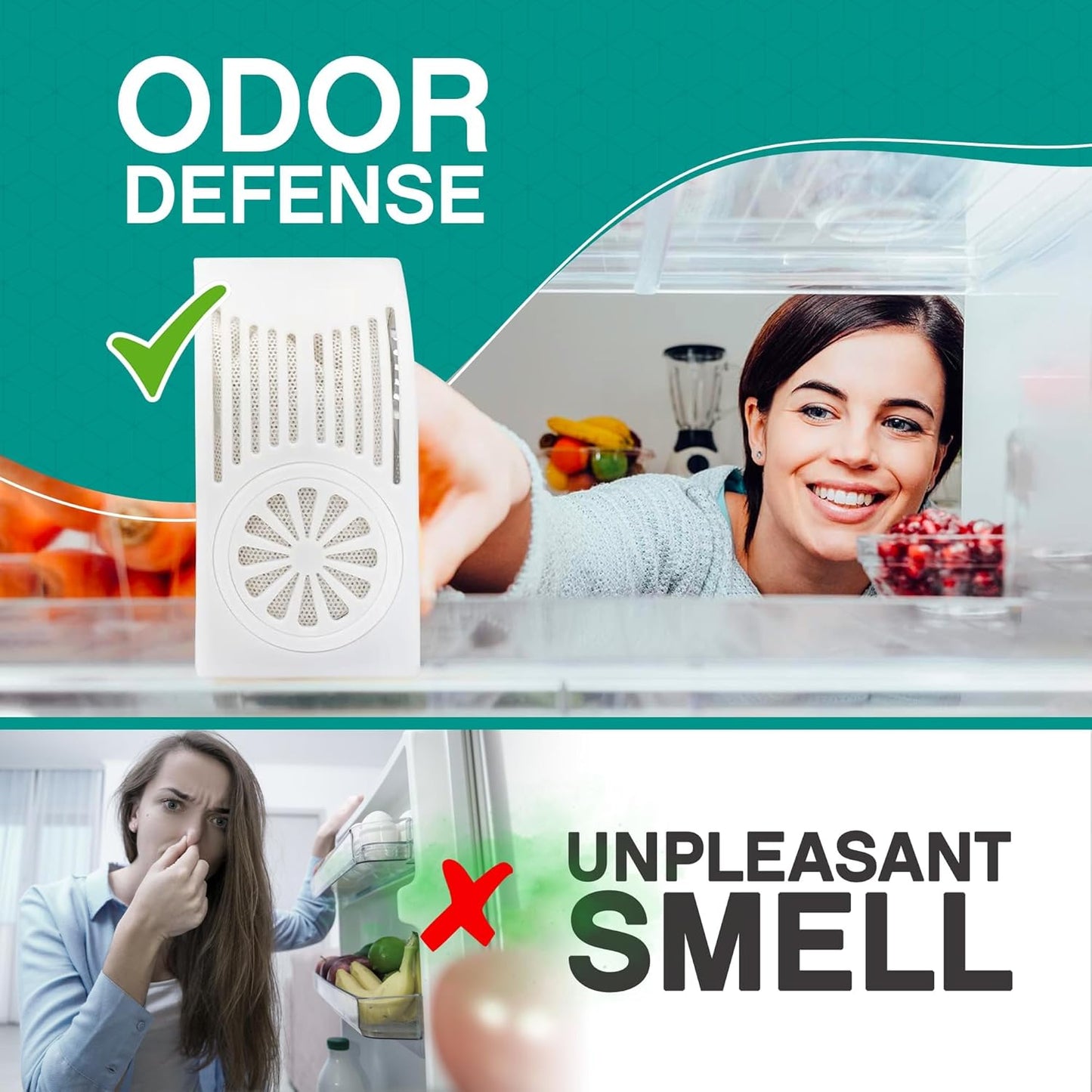 Refrigerator Deodorizer with Zeolites (2-Pack) - Odor Eliminator for Fridge & Freezer - Outshines